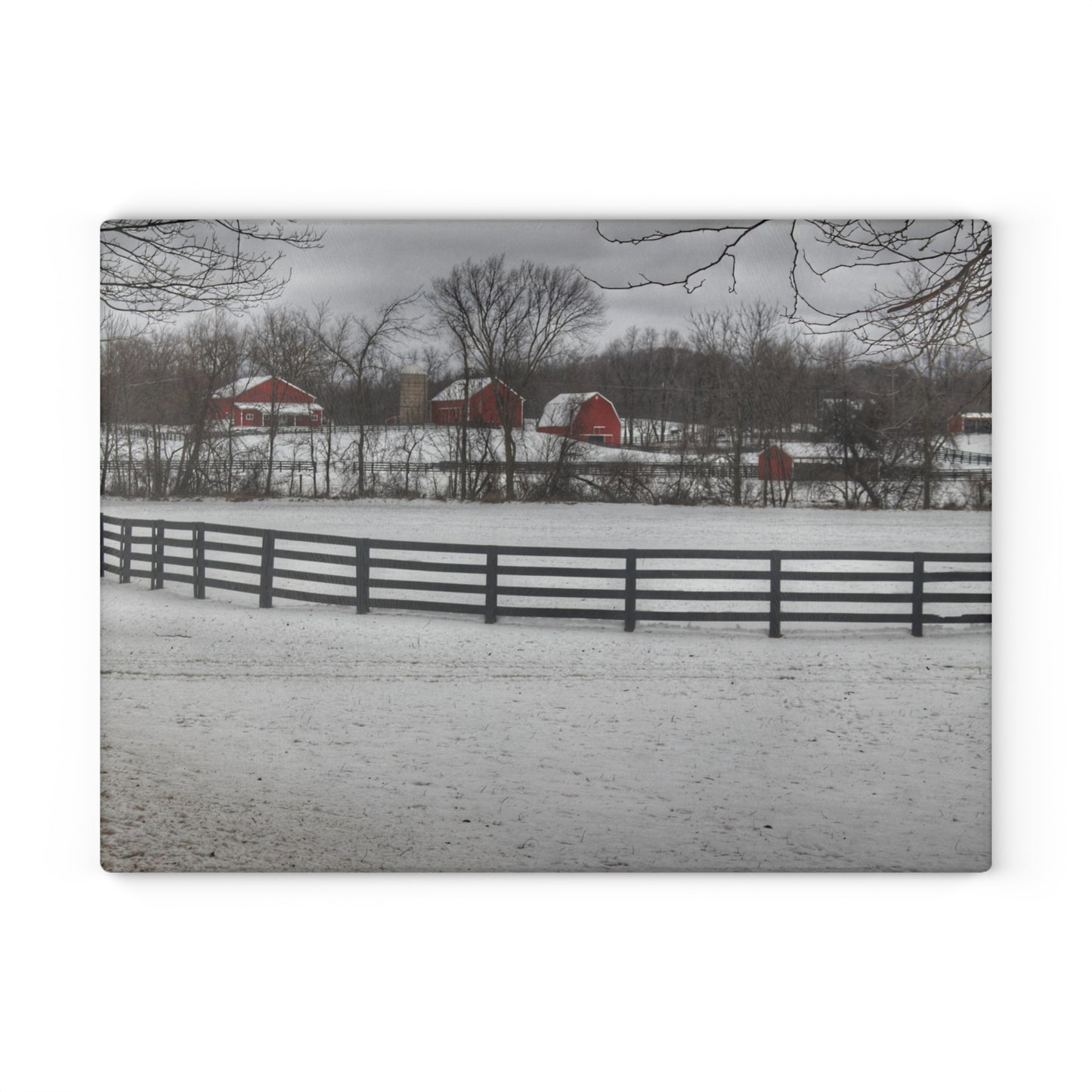 U R There Photography Barns of Barber Road II Rustic Farmhouse Tempered-Glass Cutting Board