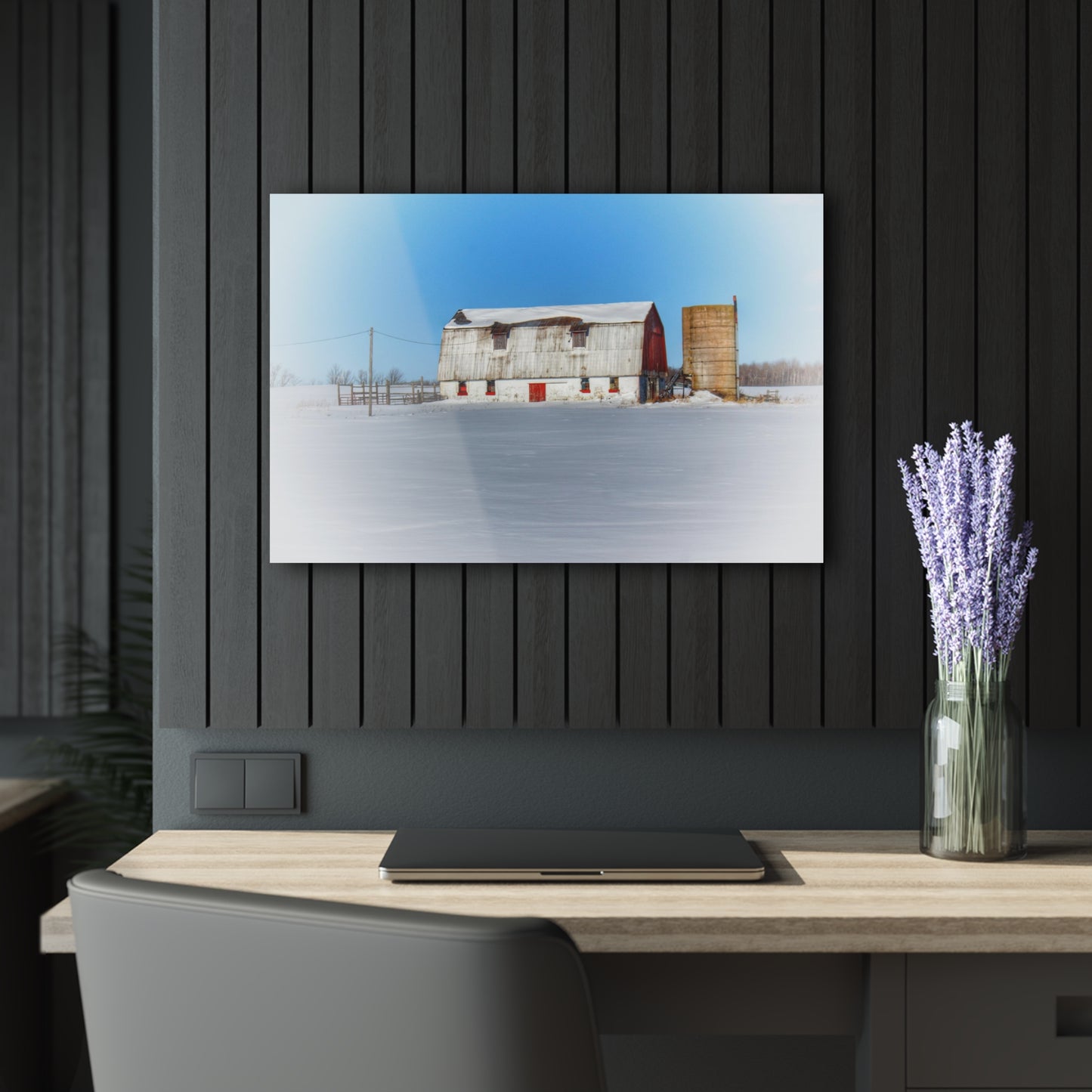 U R There Photography Bay City - Forestville Block Red Rustic Farmhouse Acrylic Wall Print