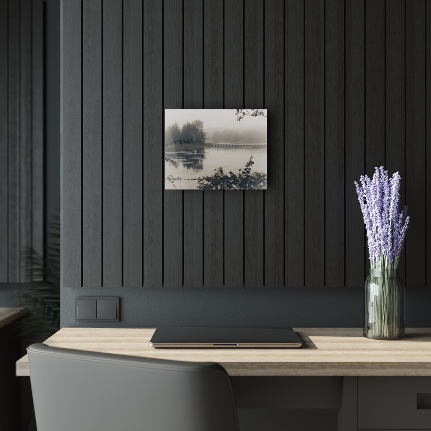 U R There Photography Bridge in Fog Rustic Farmhouse Acrylic Wall Print