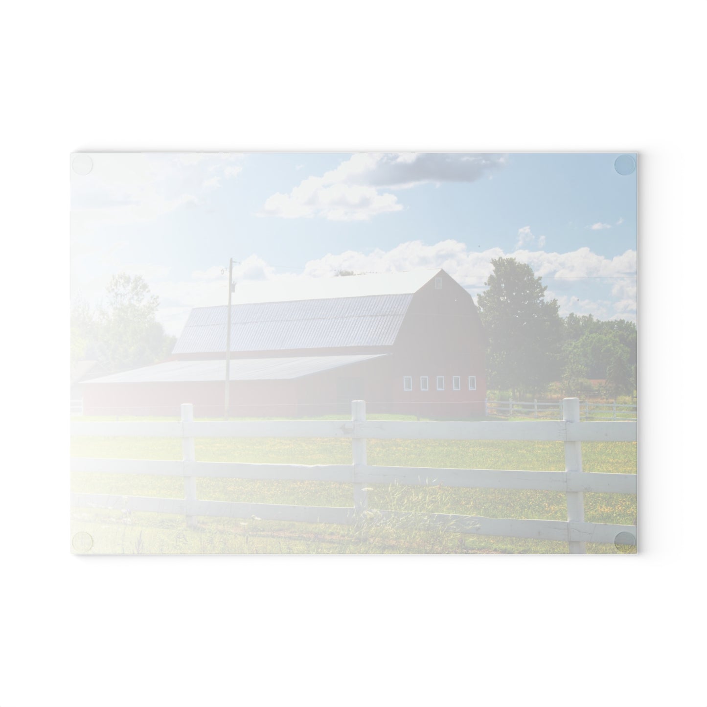 U R There Photography Burt Road Red Rustic Farmhouse Tempered-Glass Cutting Board