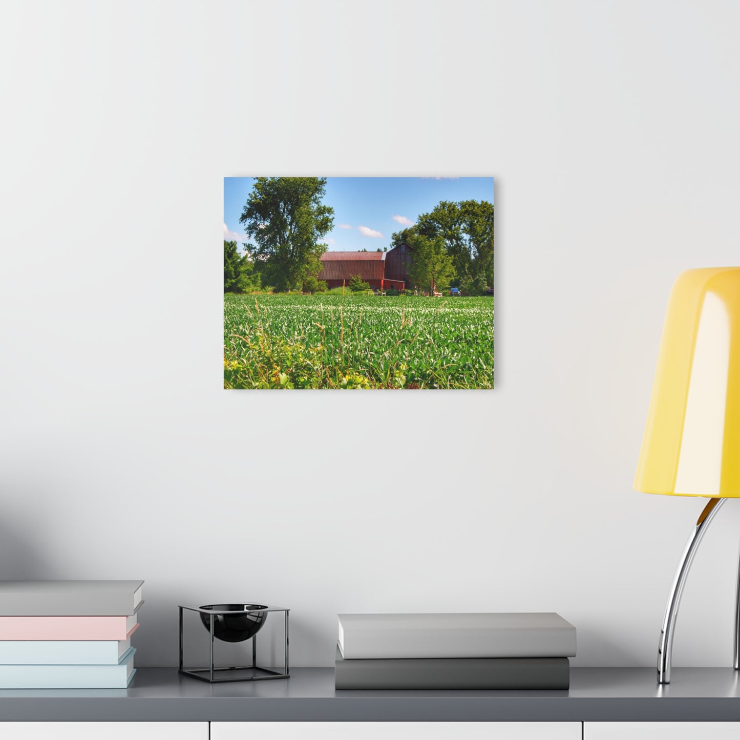 U R There Photography Canada Road Hidden Red Rustic Farmhouse Acrylic Wall Print