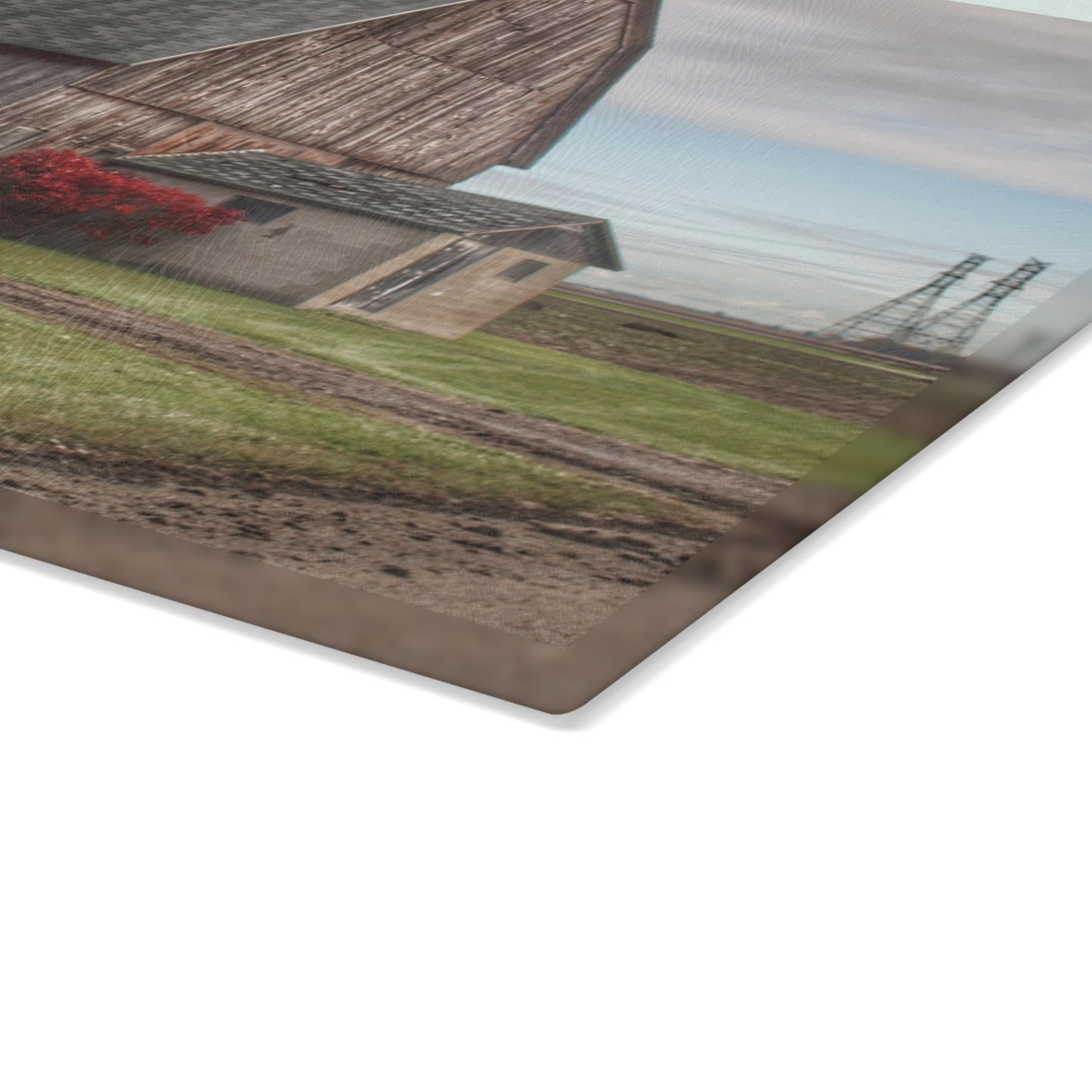 U R There Photography Roedel Roadside Reds III Rustic Farmhouse Tempered-Glass Cutting Board