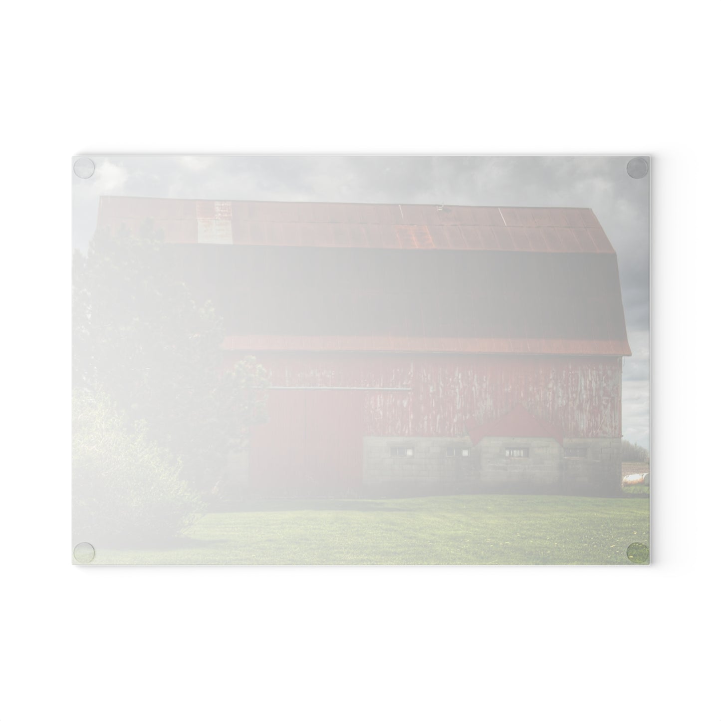 U R There Photography Big Red I Rustic Farmhouse Tempered-Glass Cutting Board