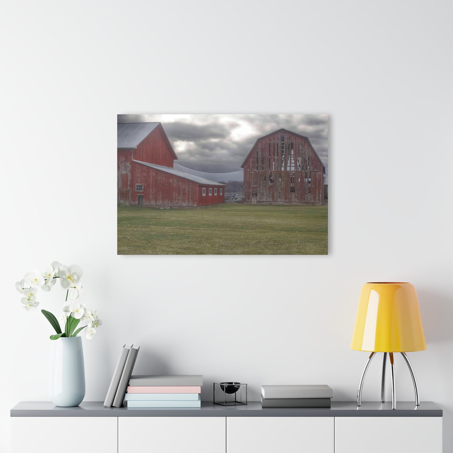 U R There Photography Church Road Reds Rustic Farmhouse Acrylic Wall Print