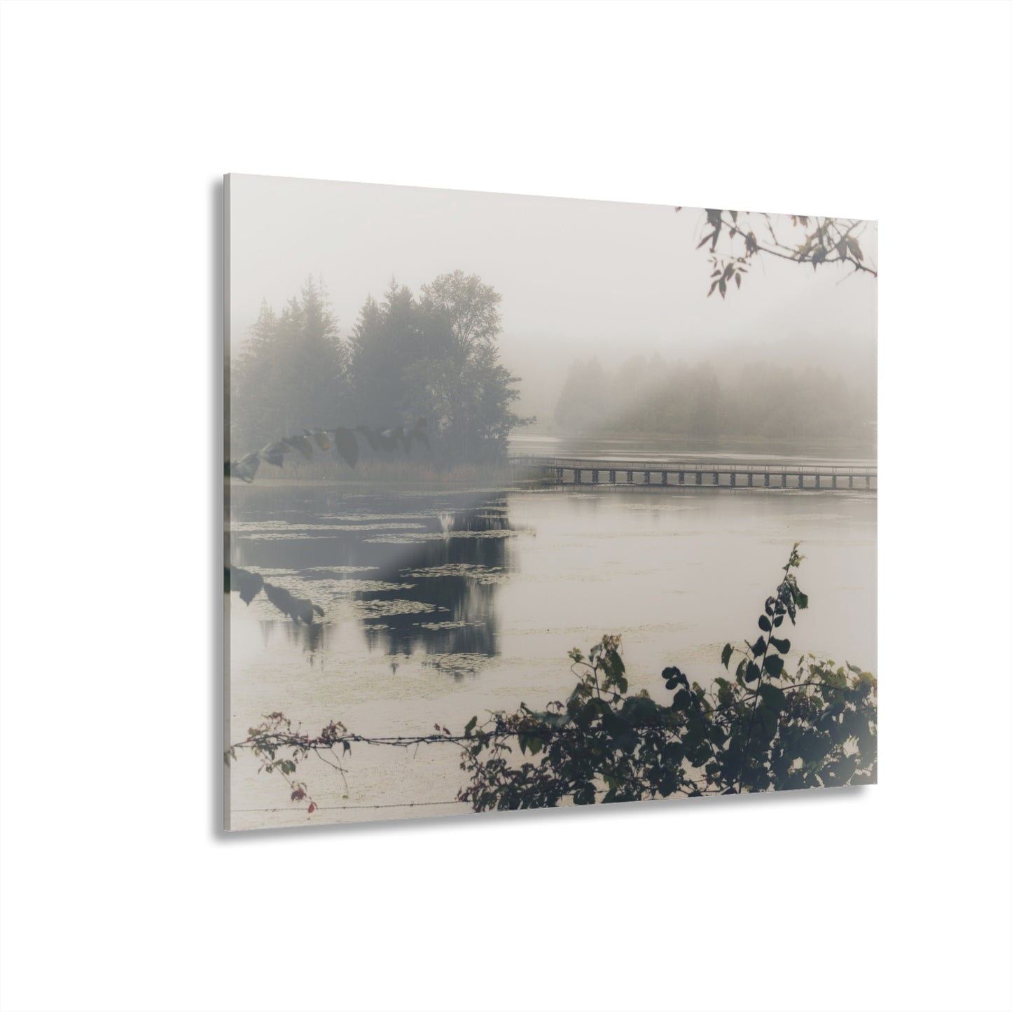 U R There Photography Bridge in Fog Rustic Farmhouse Acrylic Wall Print