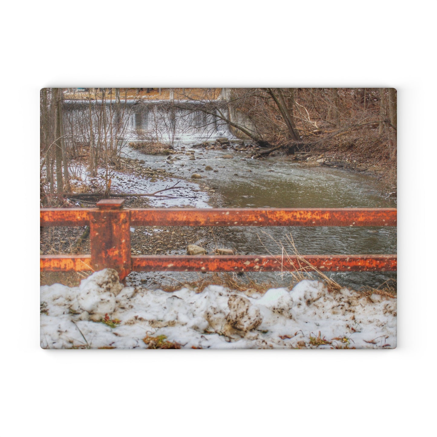 U R There Photography Piersonville Road Dam Rustic Farmhouse Tempered-Glass Cutting Board