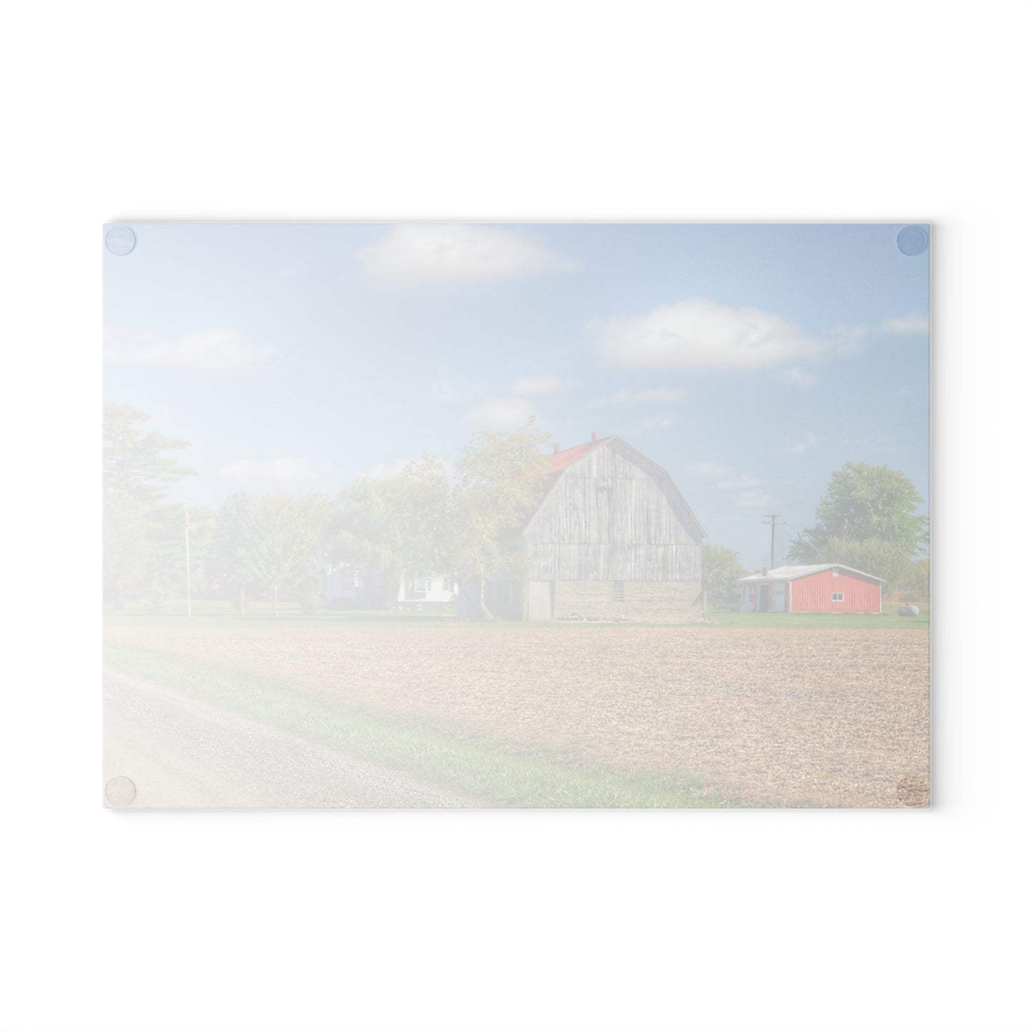 U R There Photography Sheridan Line Road Grey I Rustic Farmhouse Tempered-Glass Cutting Board