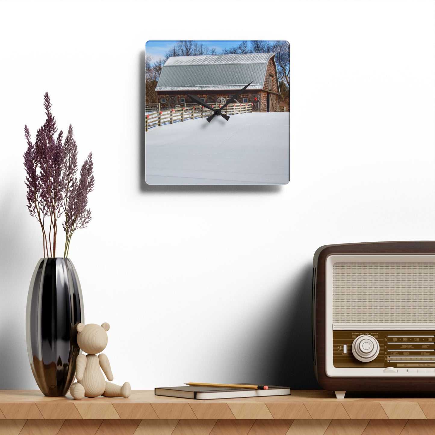 U R There Photography Morgan Lanes Cedar Shack Barn Rustic Farmhouse Acrylic Analog Wall Clock