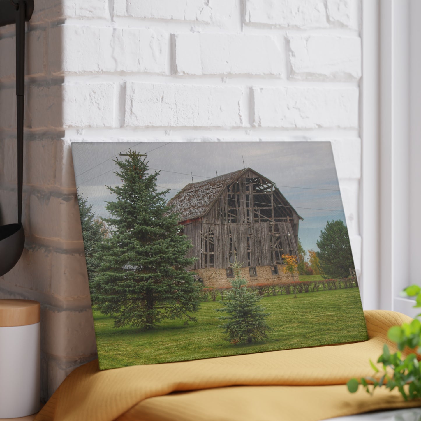 U R There Photography Rich Road Falling Grey I Rustic Farmhouse Tempered-Glass Cutting Board