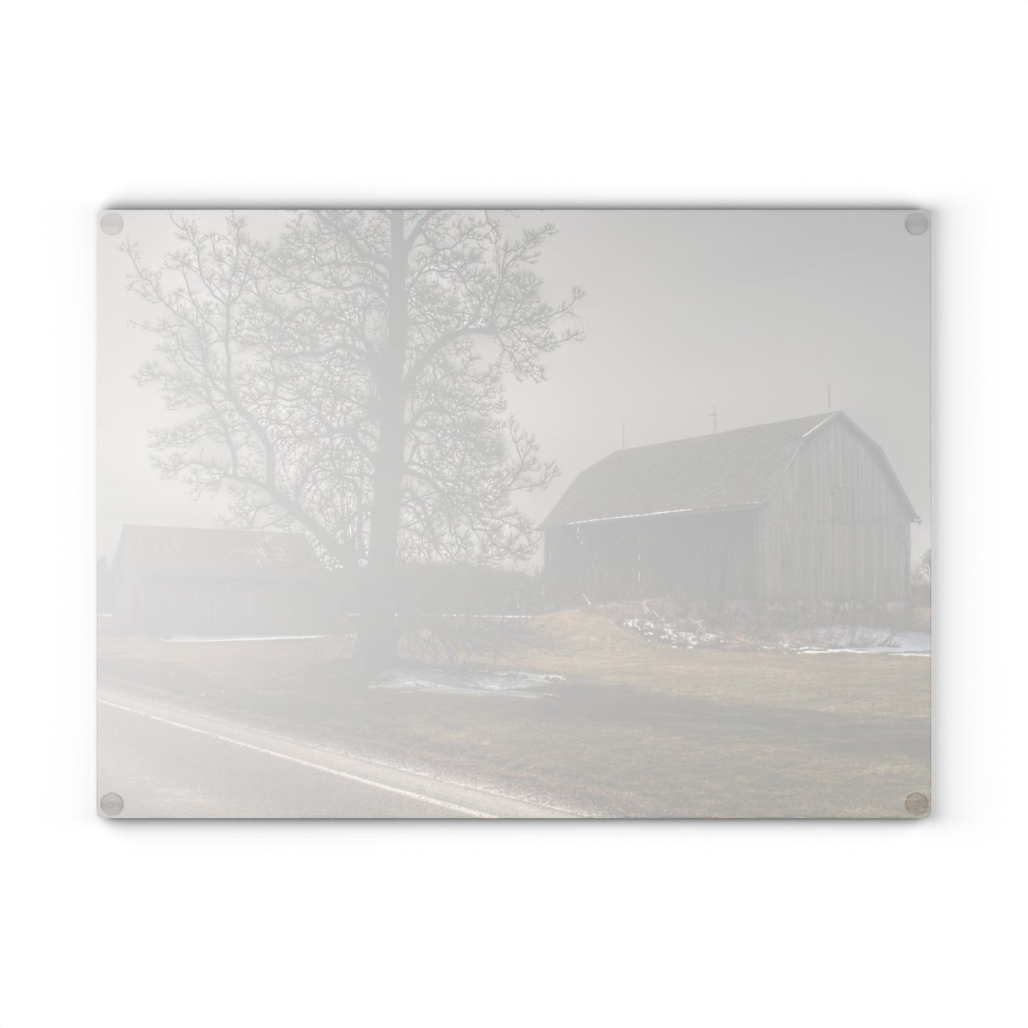 U R There Photography Roadside Greys Rustic Farmhouse Tempered-Glass Cutting Board