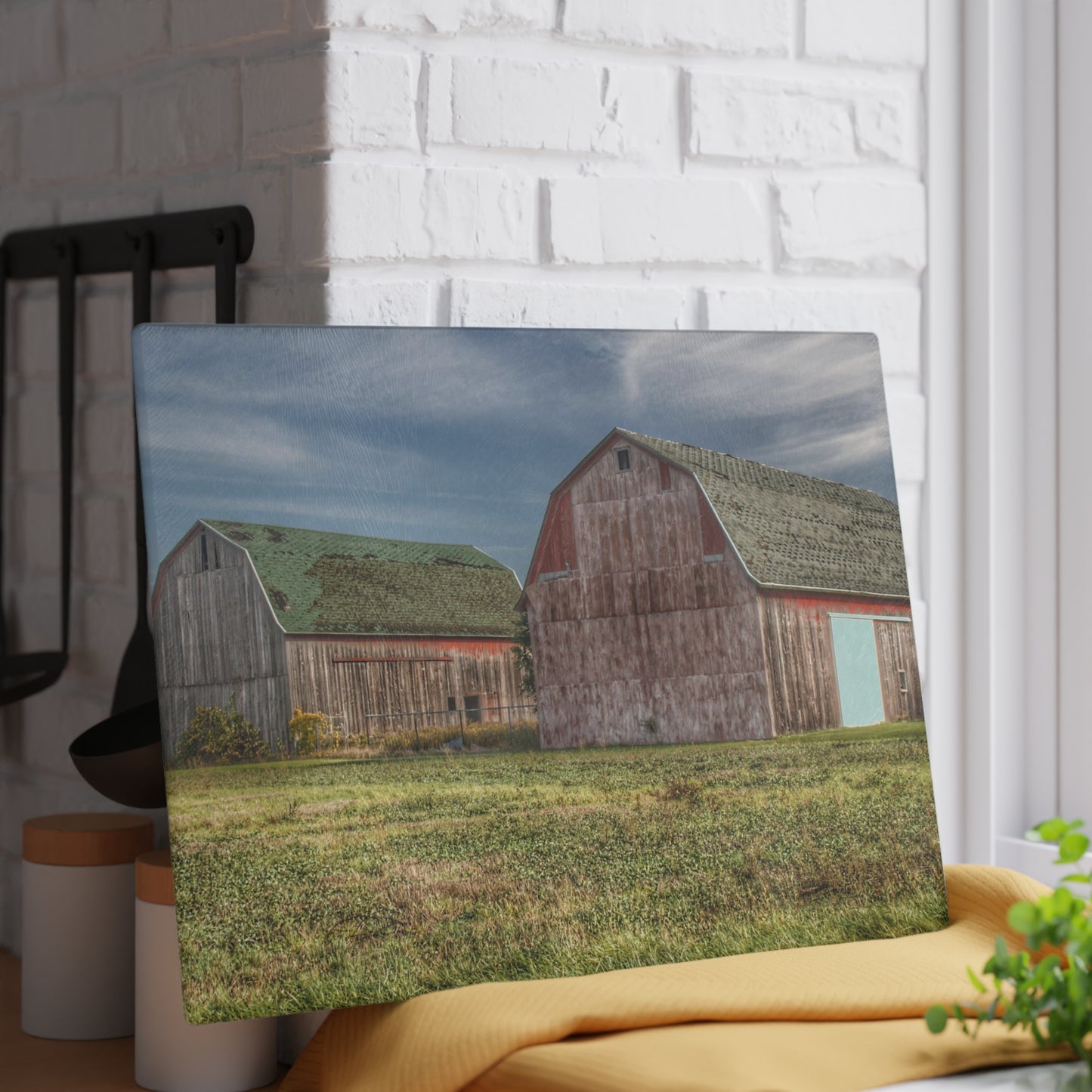 U R There Photography Vassar Twin Reds Rustic Farmhouse Tempered-Glass Cutting Board