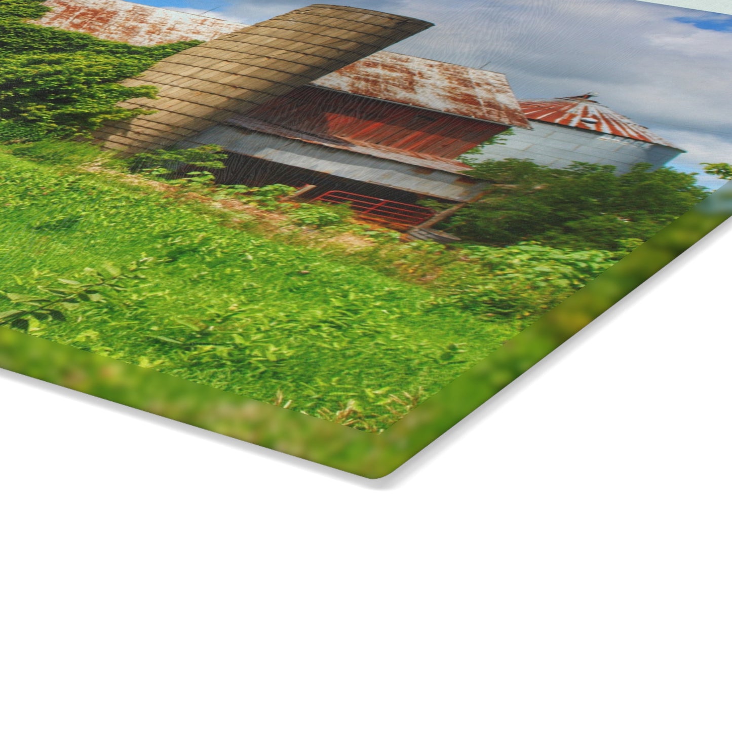 U R There Photography Slattery Rusted Red Rustic Farmhouse Tempered-Glass Cutting Board