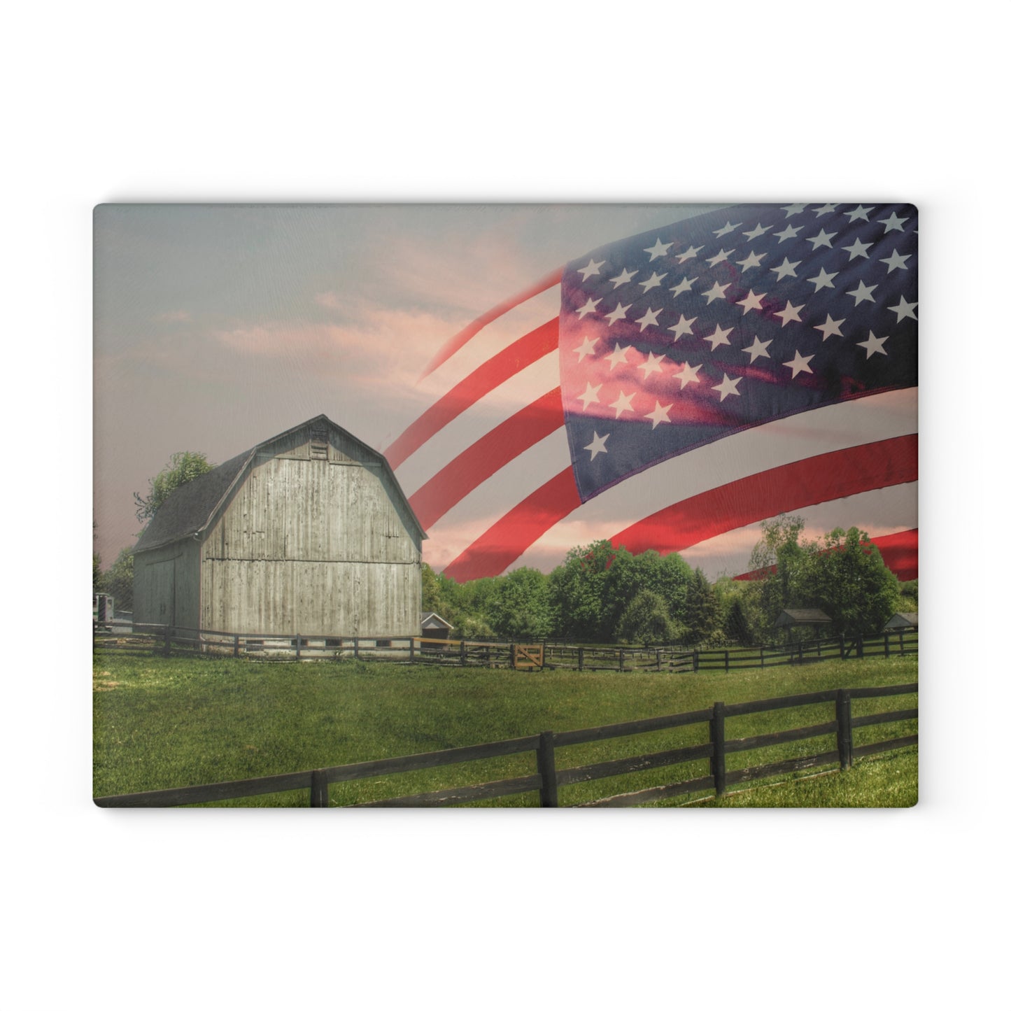 U R There Photography An American Farm II Rustic Farmhouse Tempered-Glass Cutting Board