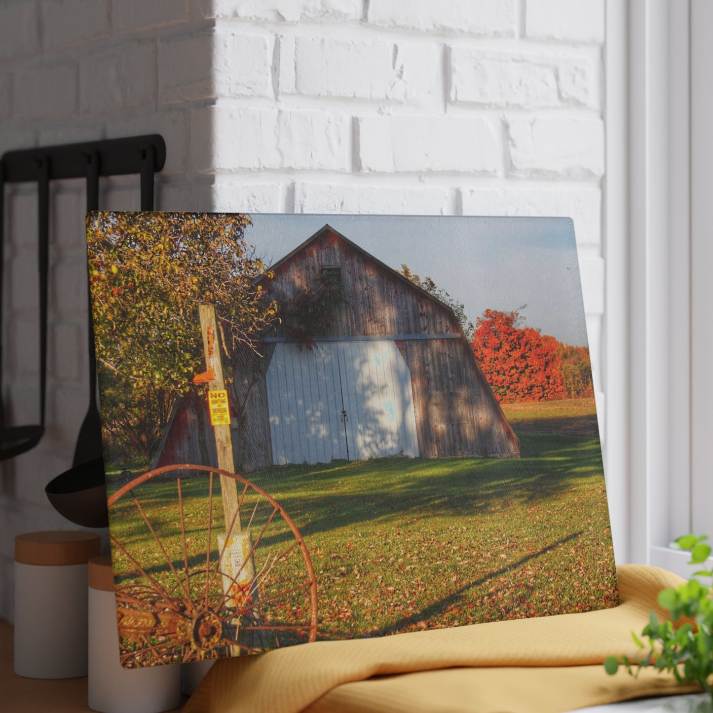 U R There Photography Cade Road Quonset Rustic Farmhouse Tempered-Glass Cutting Board