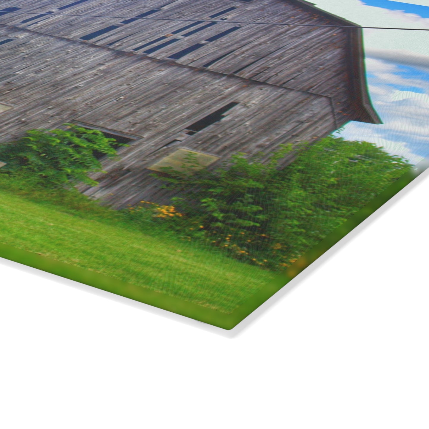 U R There Photography Schoenherr Road Grey II Rustic Farmhouse Tempered-Glass Cutting Board