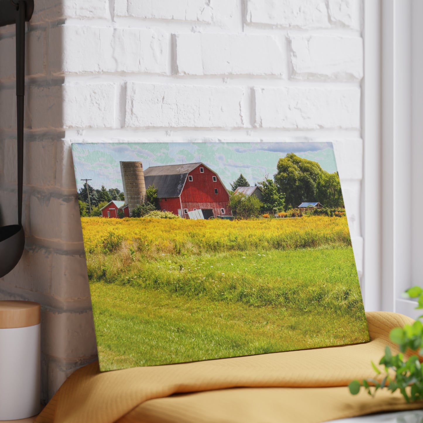 U R There Photography Starr Court Red I Rustic Farmhouse Tempered-Glass Cutting Board