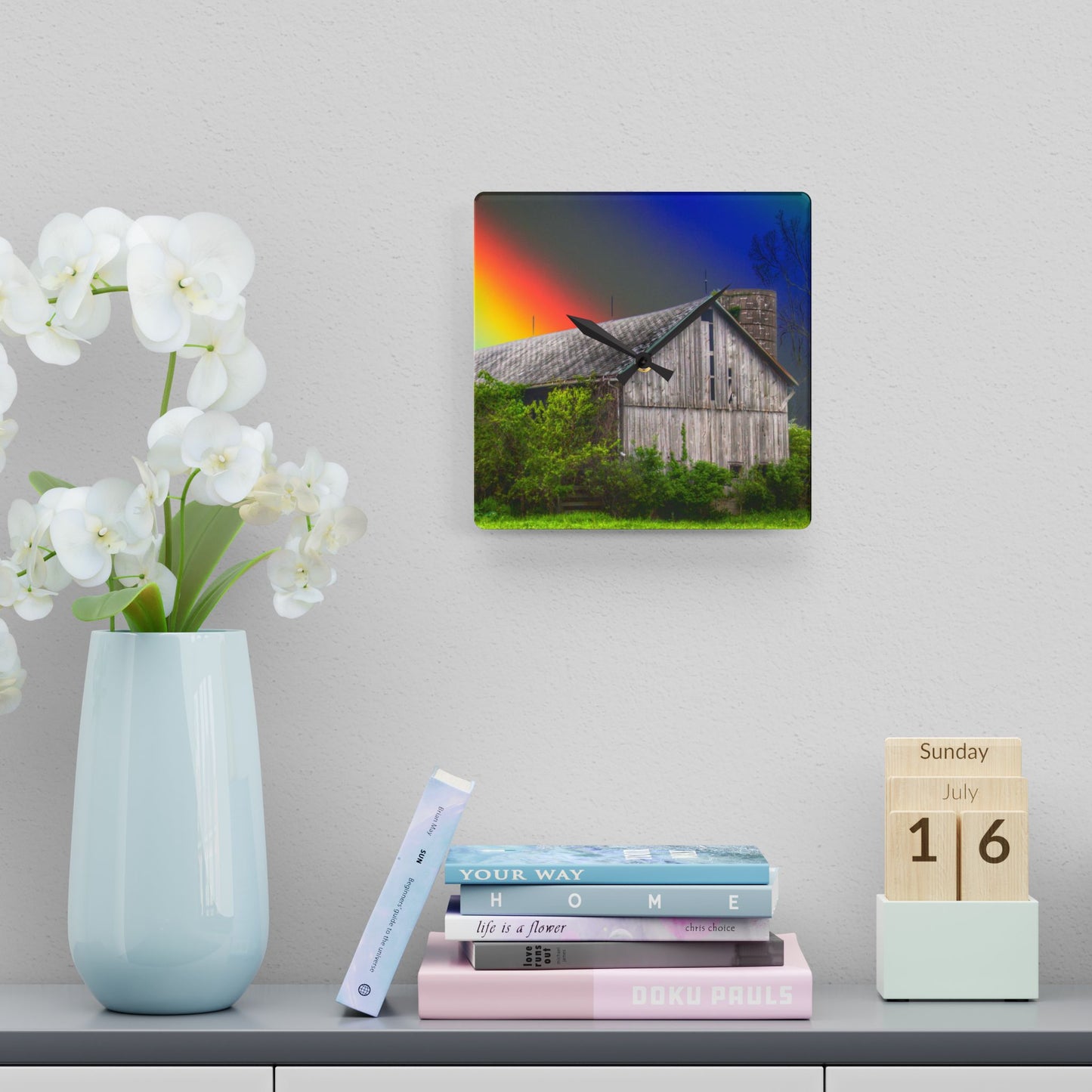 U R There Photography Wilder Road Wonderment Rustic Farmhouse Acrylic Analog Wall Clock