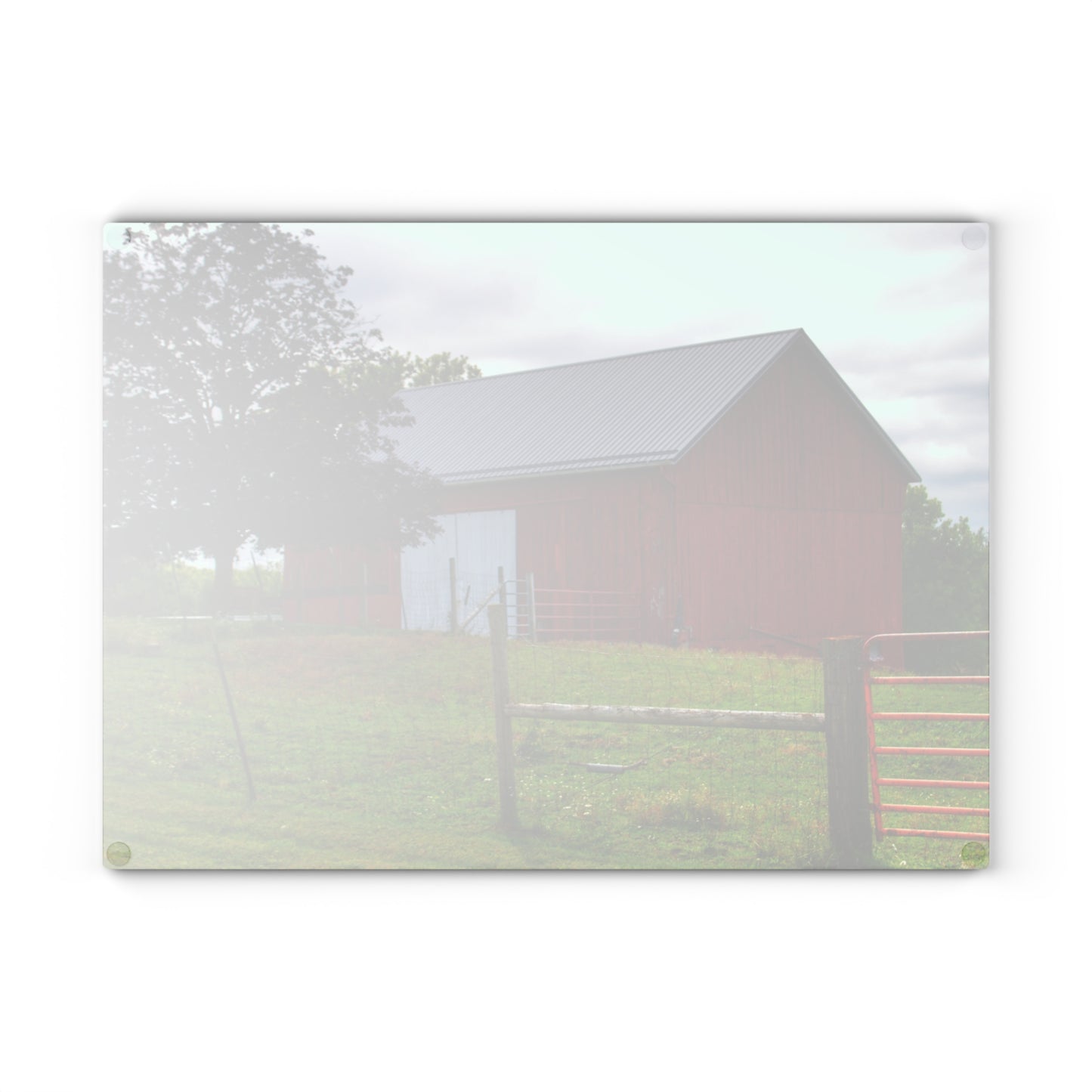 U R There Photography Slattery Red Rustic Farmhouse Tempered-Glass Cutting Board