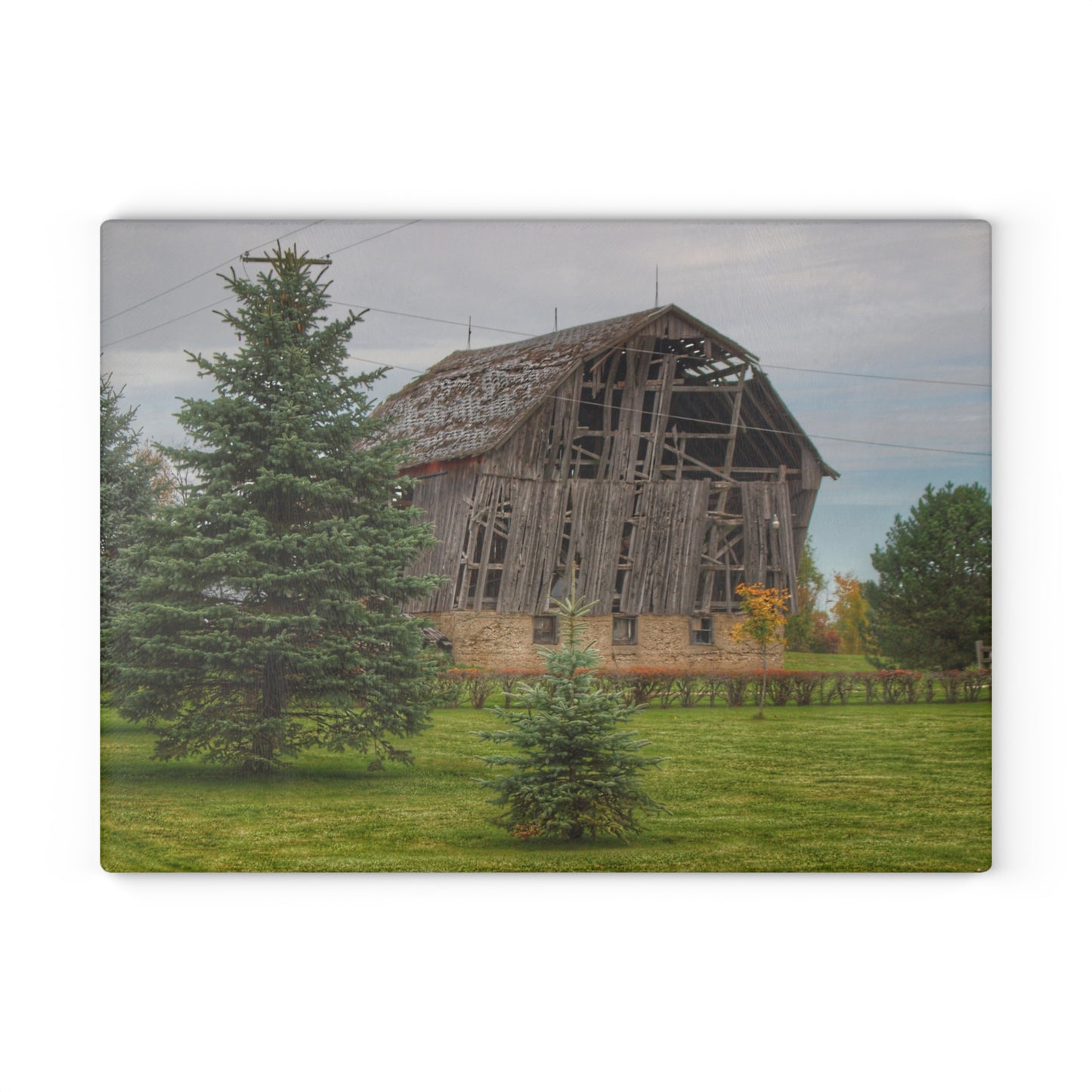 U R There Photography Rich Road Falling Grey I Rustic Farmhouse Tempered-Glass Cutting Board