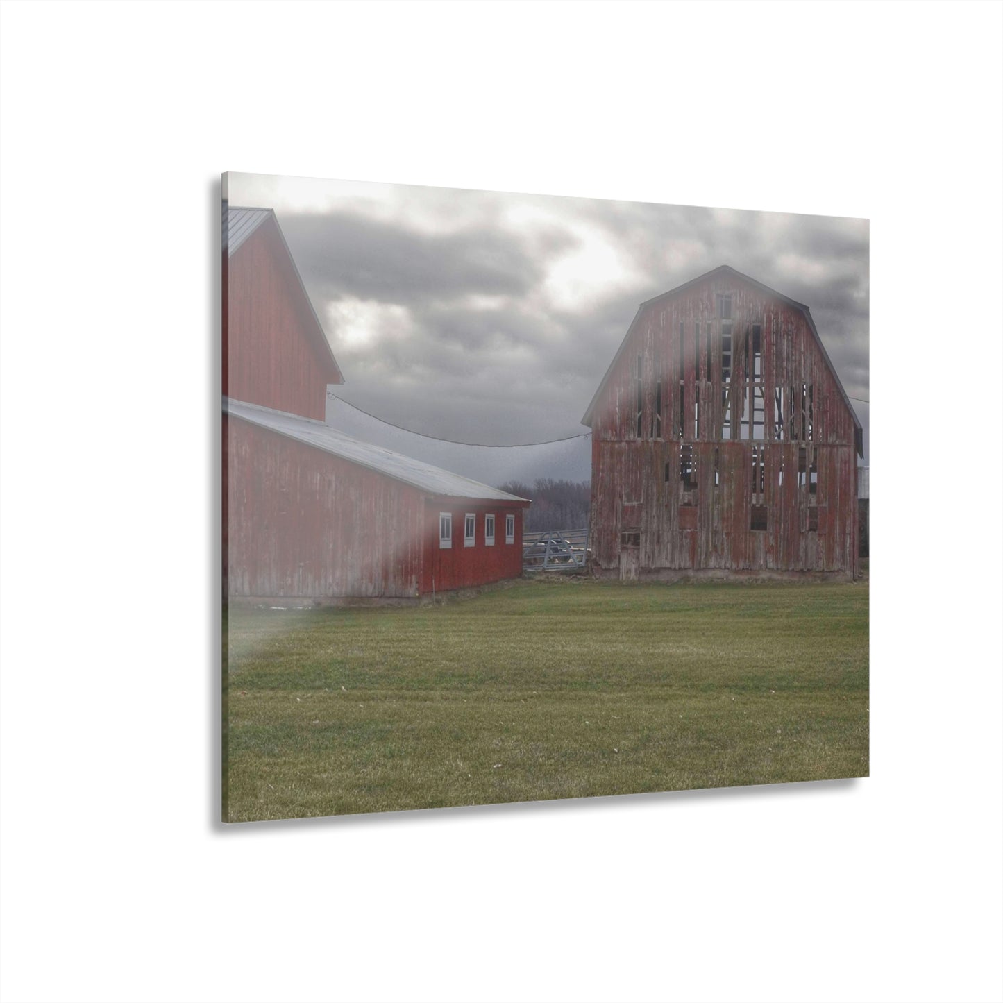 U R There Photography Church Road Reds Rustic Farmhouse Acrylic Wall Print