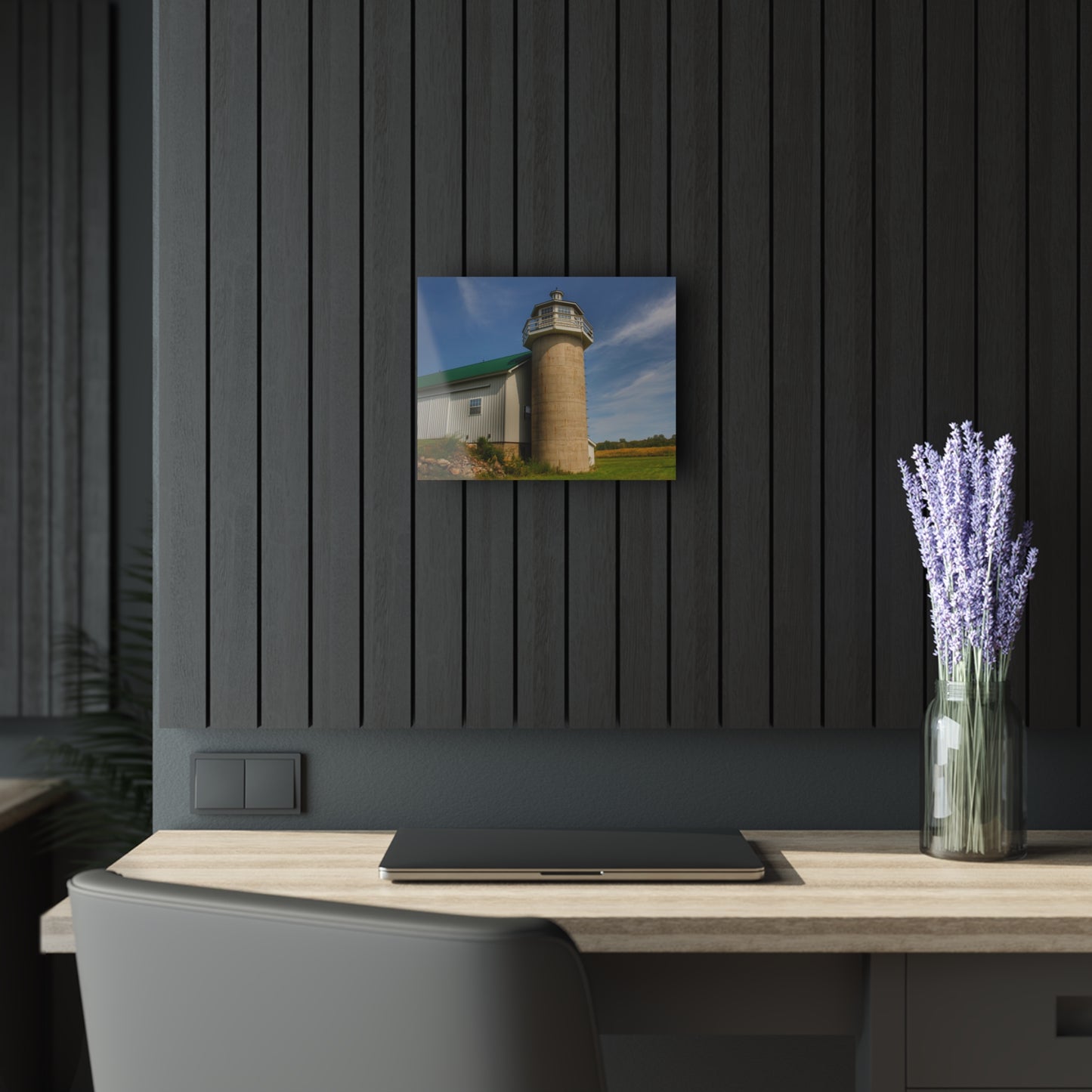 U R There Photography Phelps Road Lighthouse Barn II Rustic Farmhouse Acrylic Wall Print