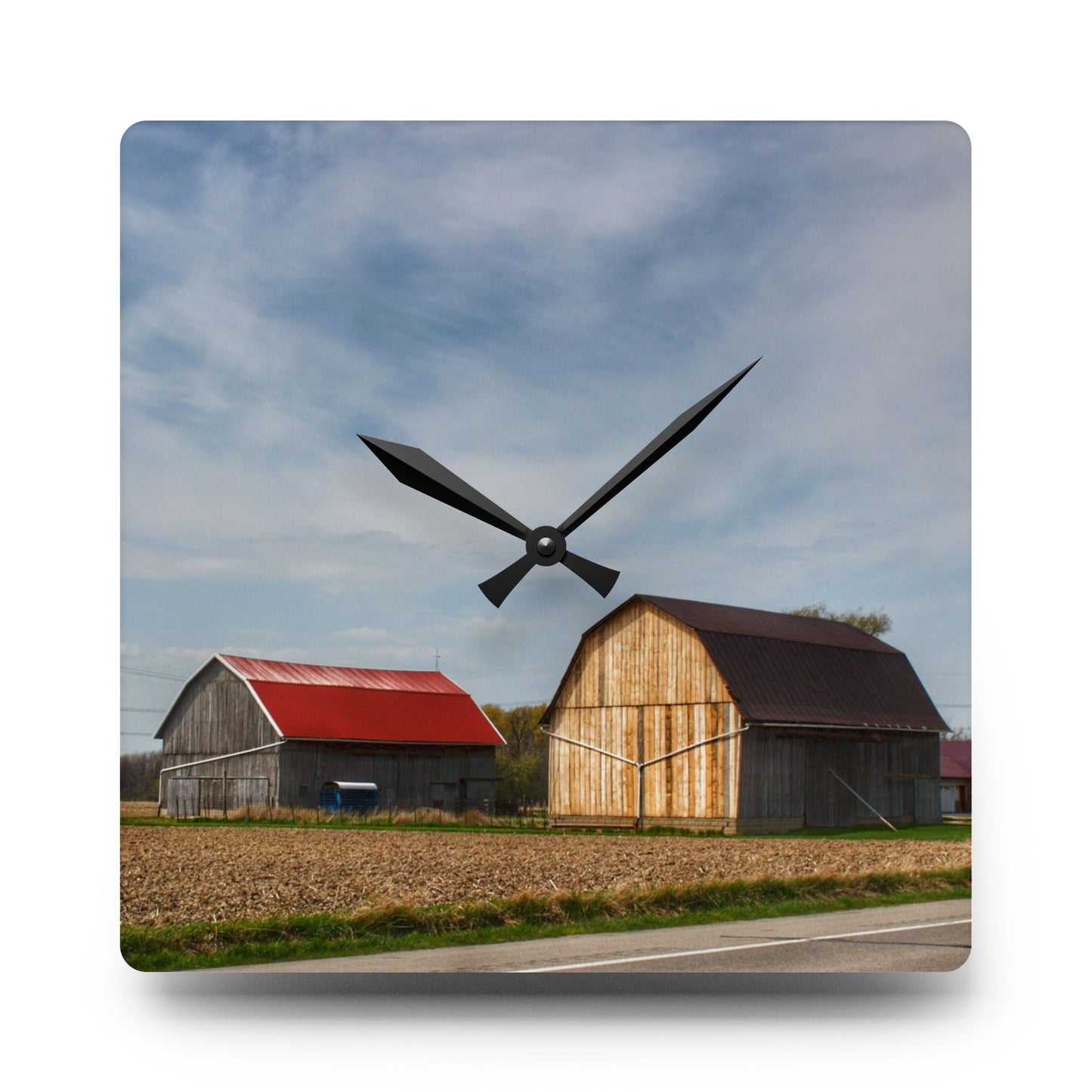 U R There Photography Unionville Center Street Greys Rustic Farmhouse Acrylic Analog Wall Clock