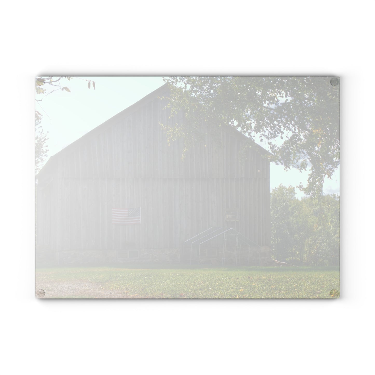 U R There Photography Sutton Road Patriot Grey II Rustic Farmhouse Tempered-Glass Cutting Board