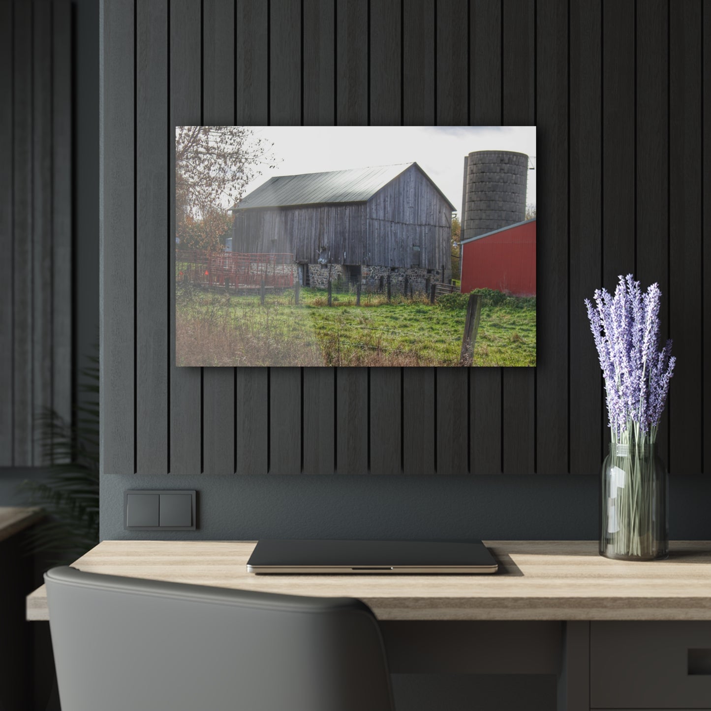 U R There Photography Slattery Road Fieldstone Grey Rustic Farmhouse Acrylic Wall Print