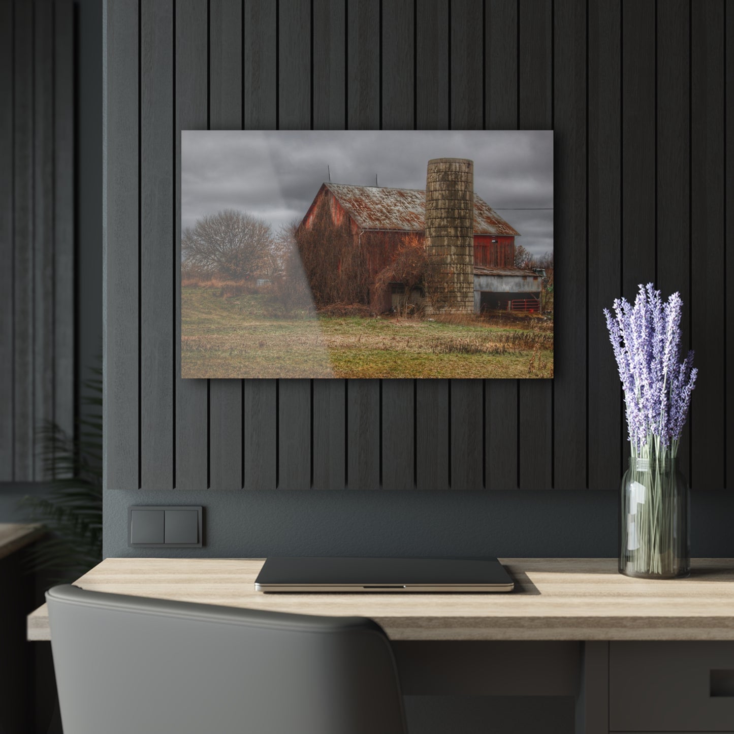 U R There Photography Slattery Road Old Red and Silo I Rustic Farmhouse Acrylic Wall Print