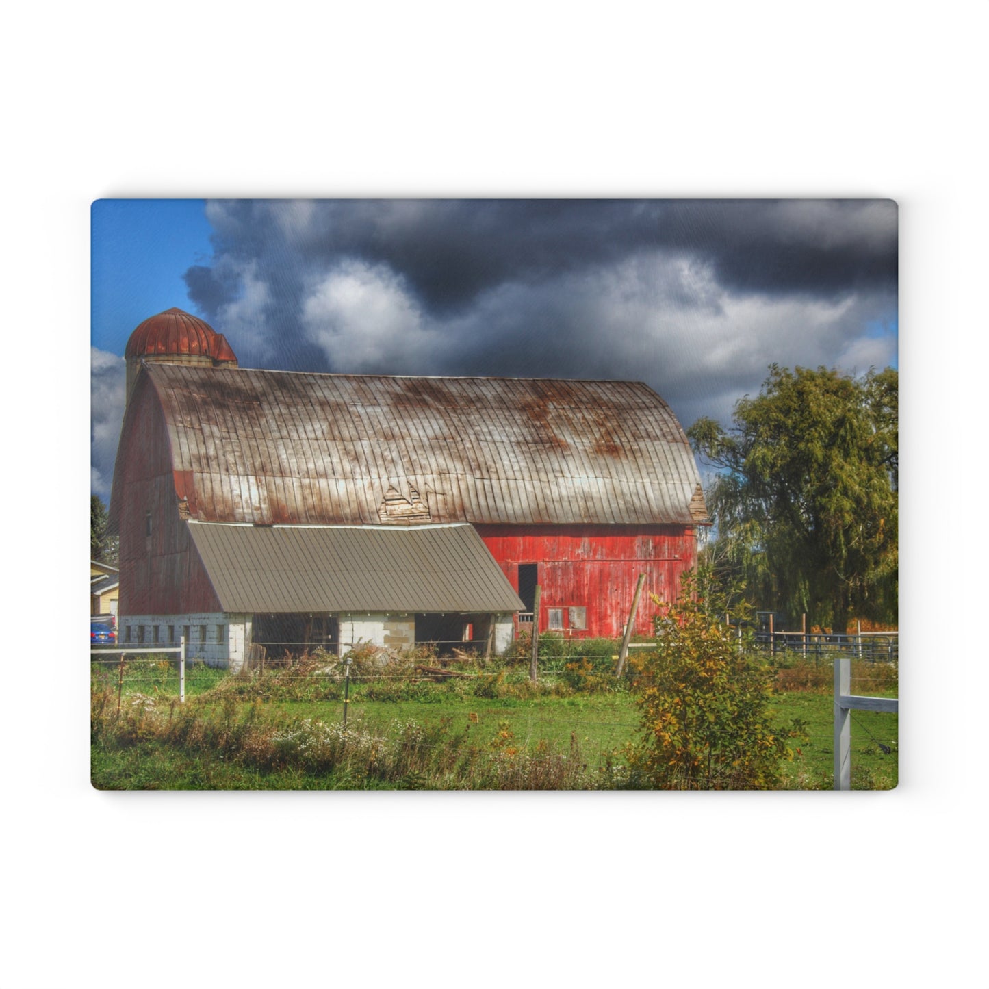 U R There Photography Washburn Rusted Red Rustic Farmhouse Tempered-Glass Cutting Board