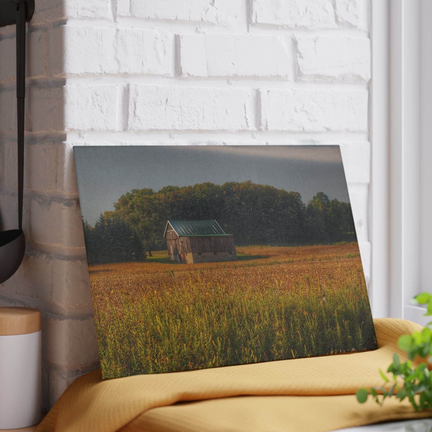 U R There Photography Snover Grey I Rustic Farmhouse Tempered-Glass Cutting Board
