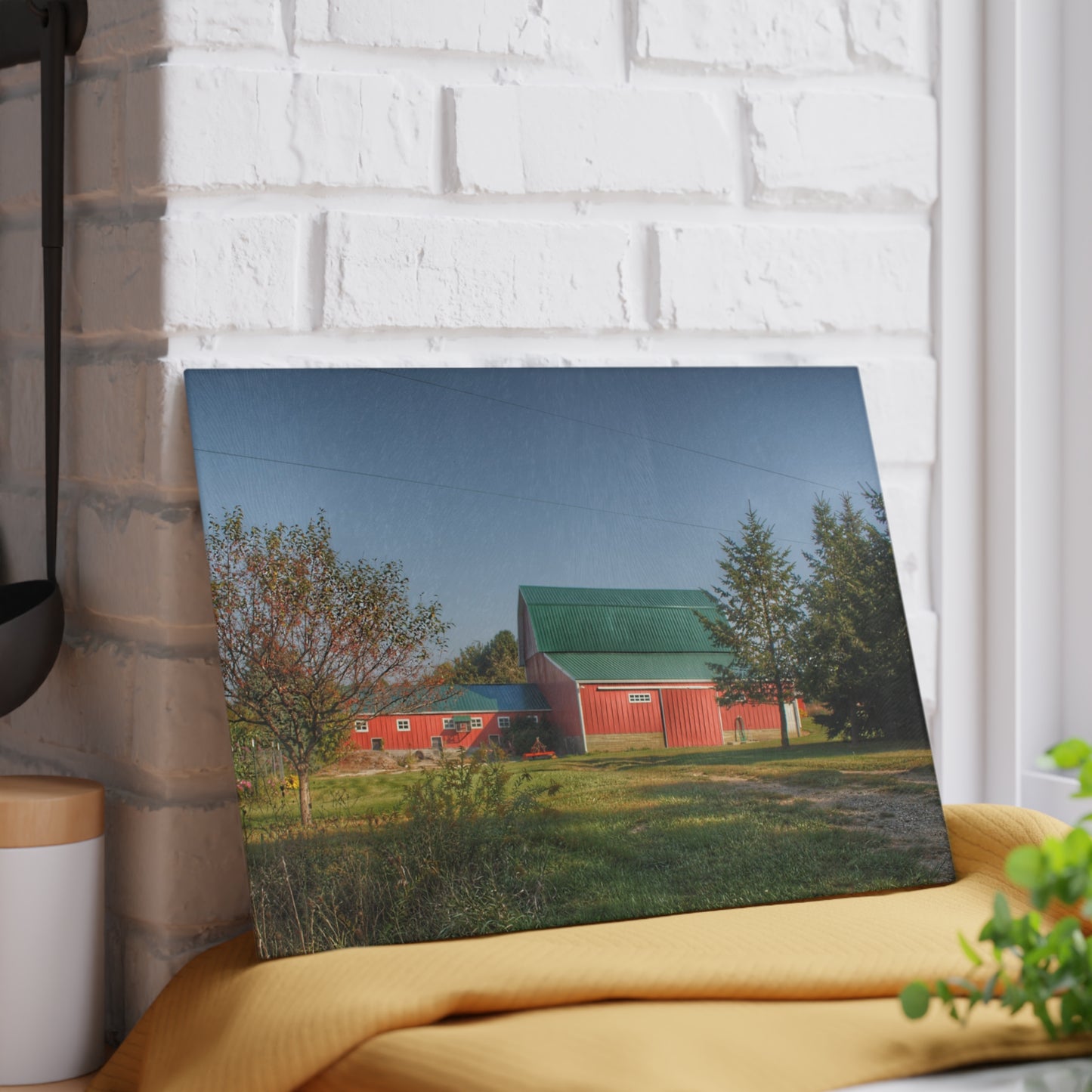 U R There Photography Modern Red II Rustic Farmhouse Tempered-Glass Cutting Board