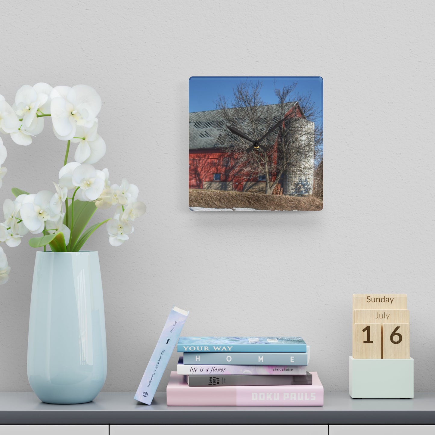 U R There Photography Van Dyke Red II Rustic Farmhouse Acrylic Analog Wall Clock