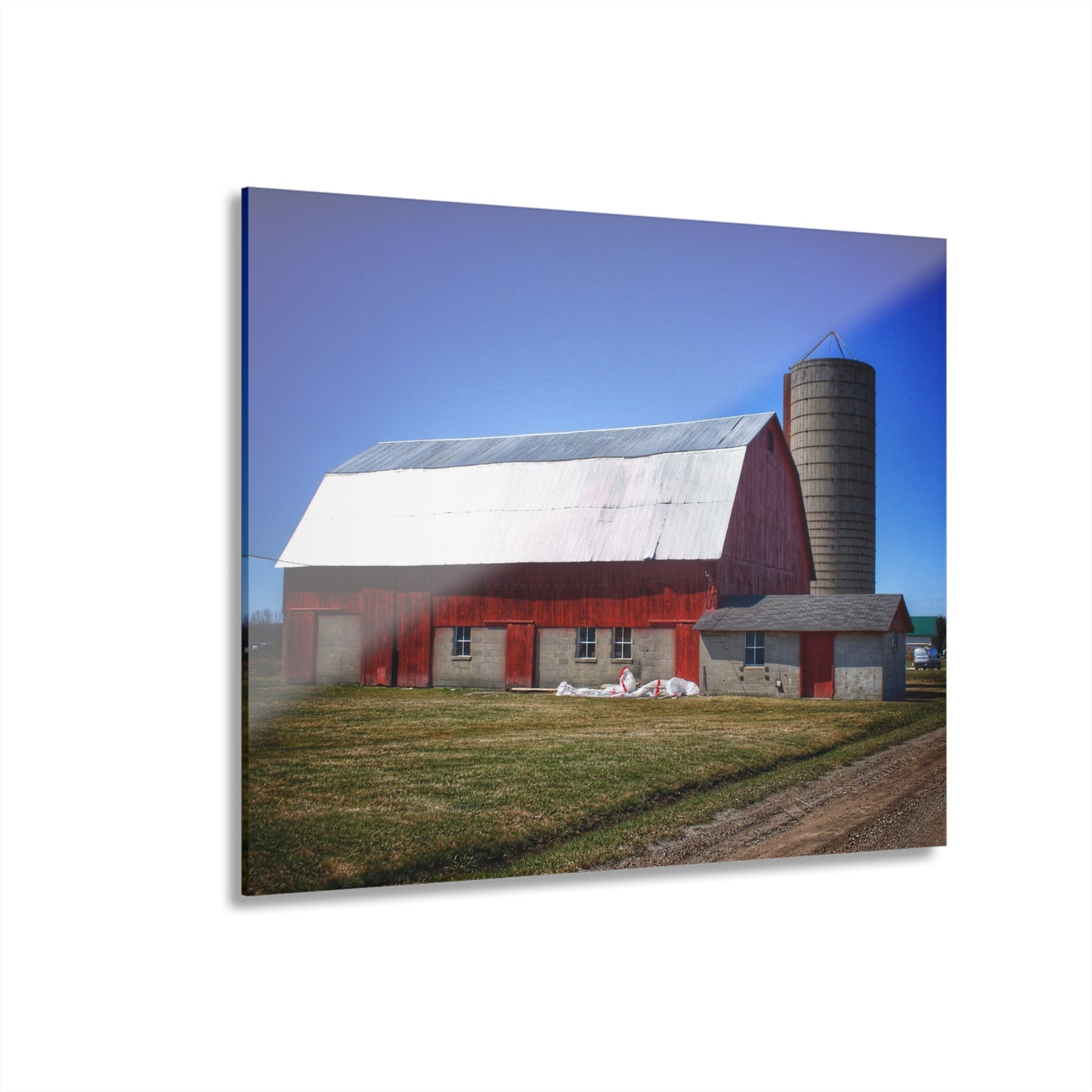 U R There Photography Burt Road Red and Silo Rustic Farmhouse Acrylic Wall Print