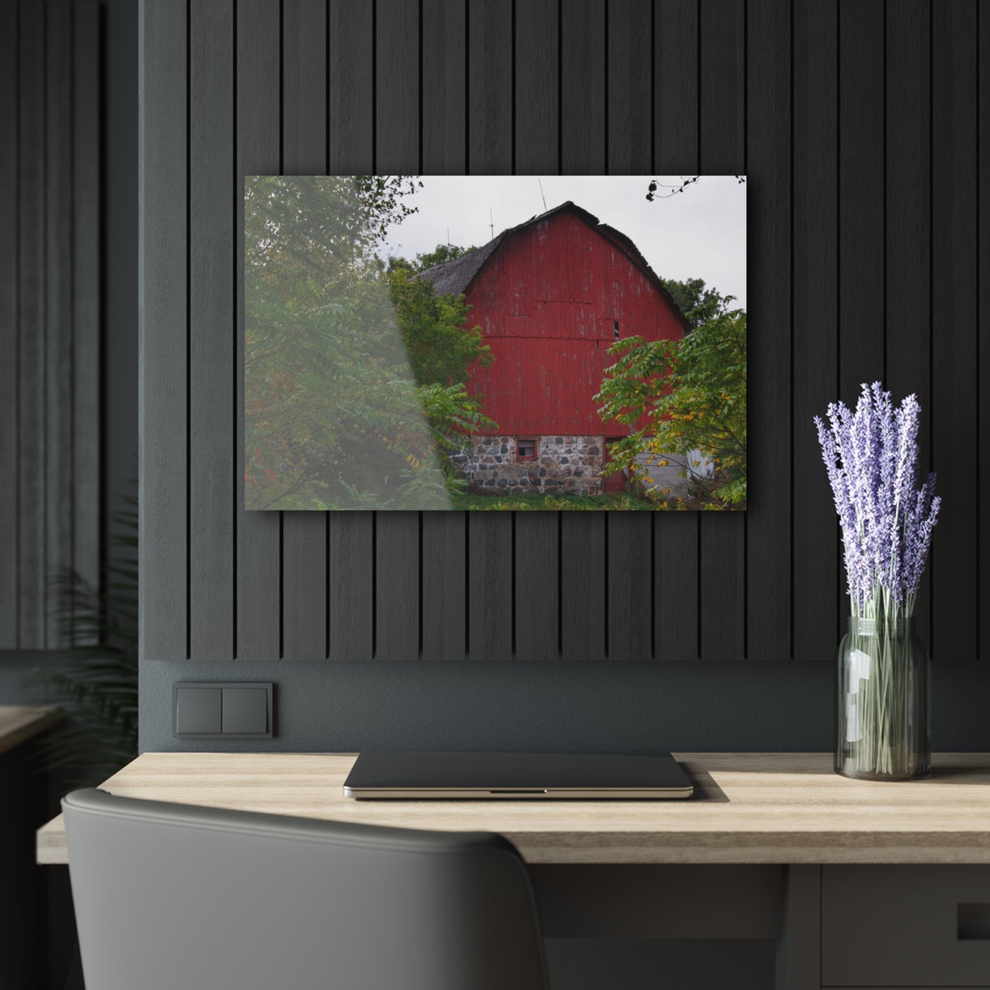 U R There Photography Brown Road Hidden Red II Rustic Farmhouse Acrylic Wall Print