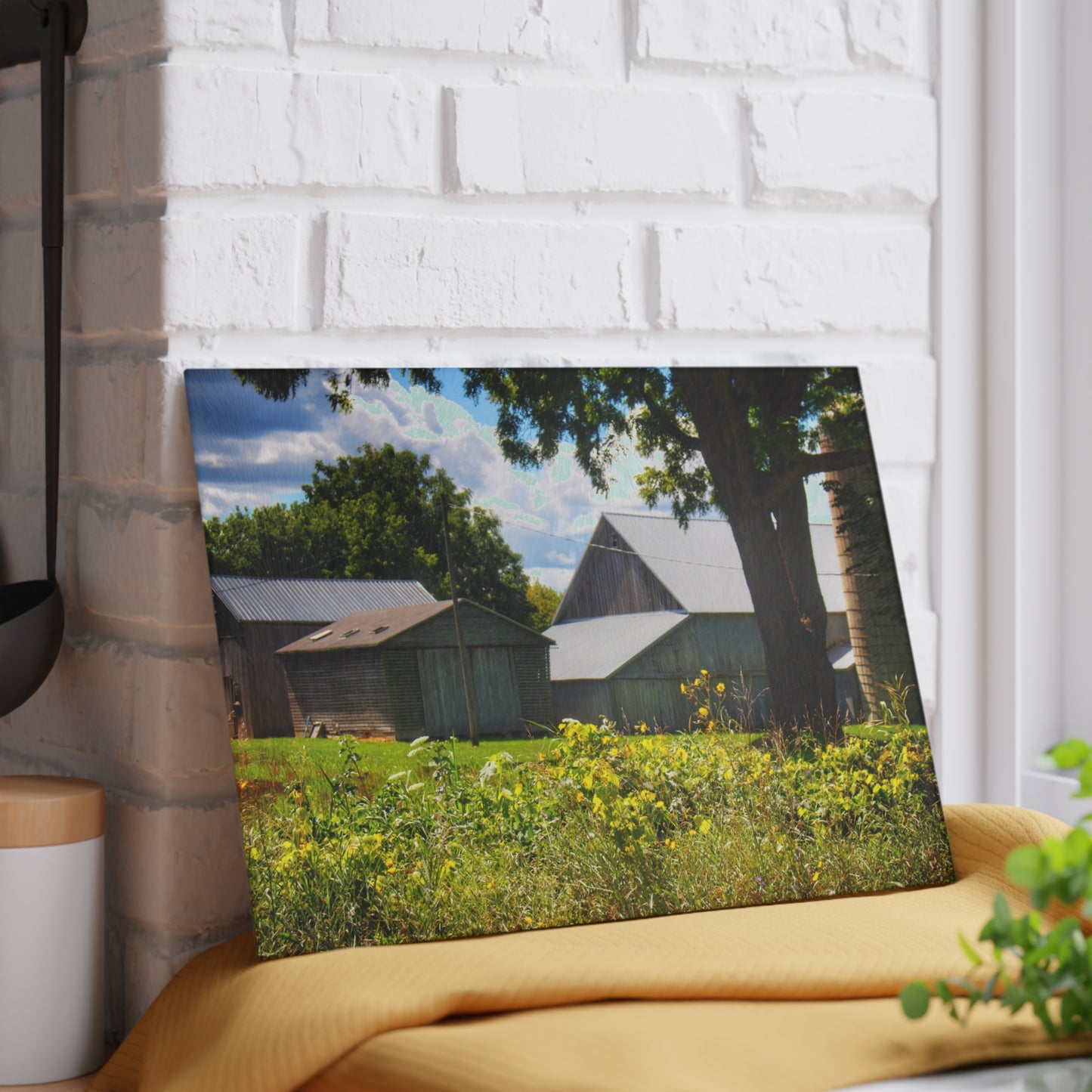 U R There Photography Hough Road Greys Rustic Farmhouse Tempered-Glass Cutting Board