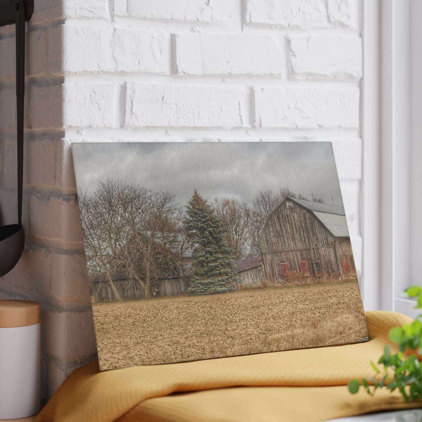 U R There Photography Frankenmuth Flint Street Farm Rustic Farmhouse Tempered-Glass Cutting Board
