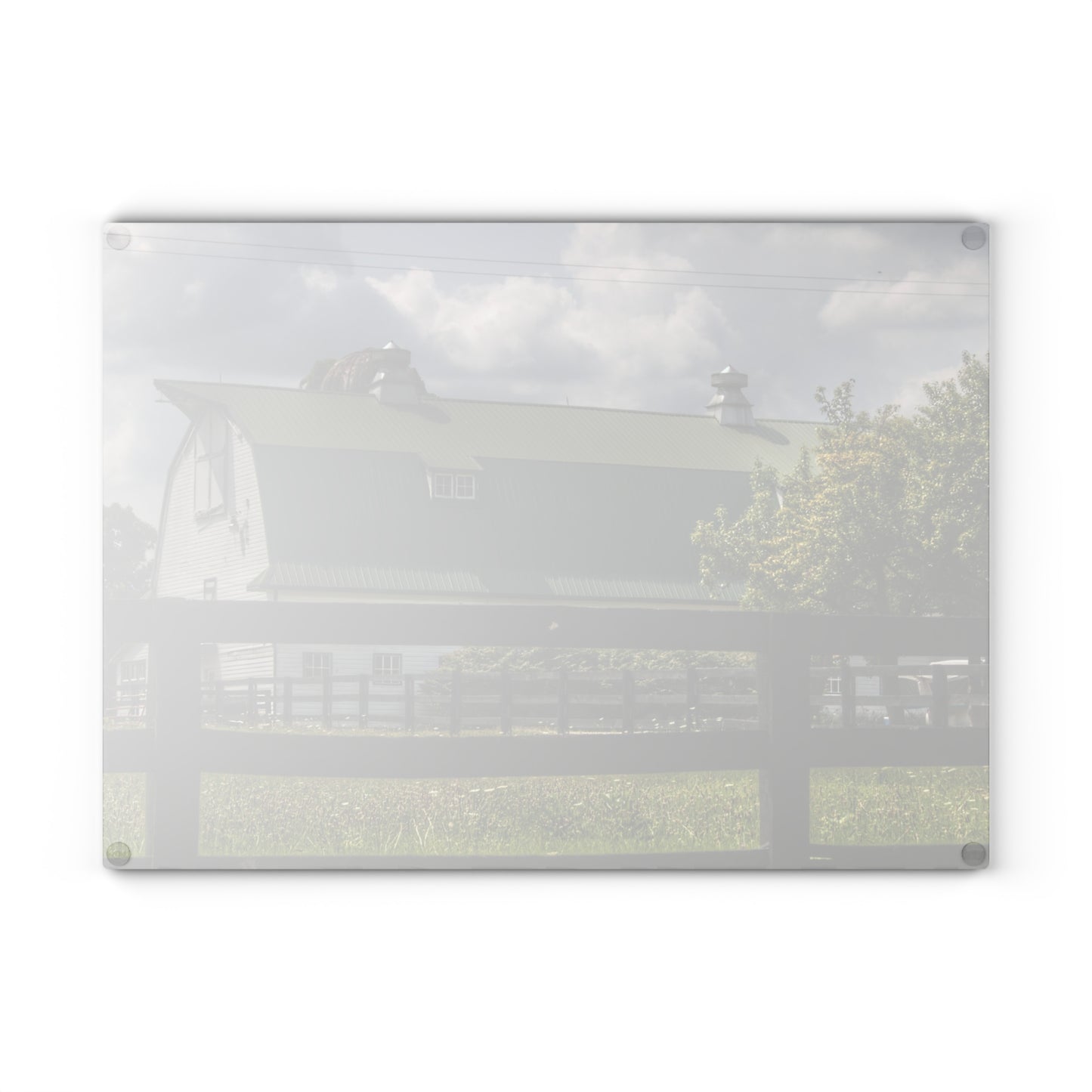 U R There Photography Clark Road White I Rustic Farmhouse Tempered-Glass Cutting Board
