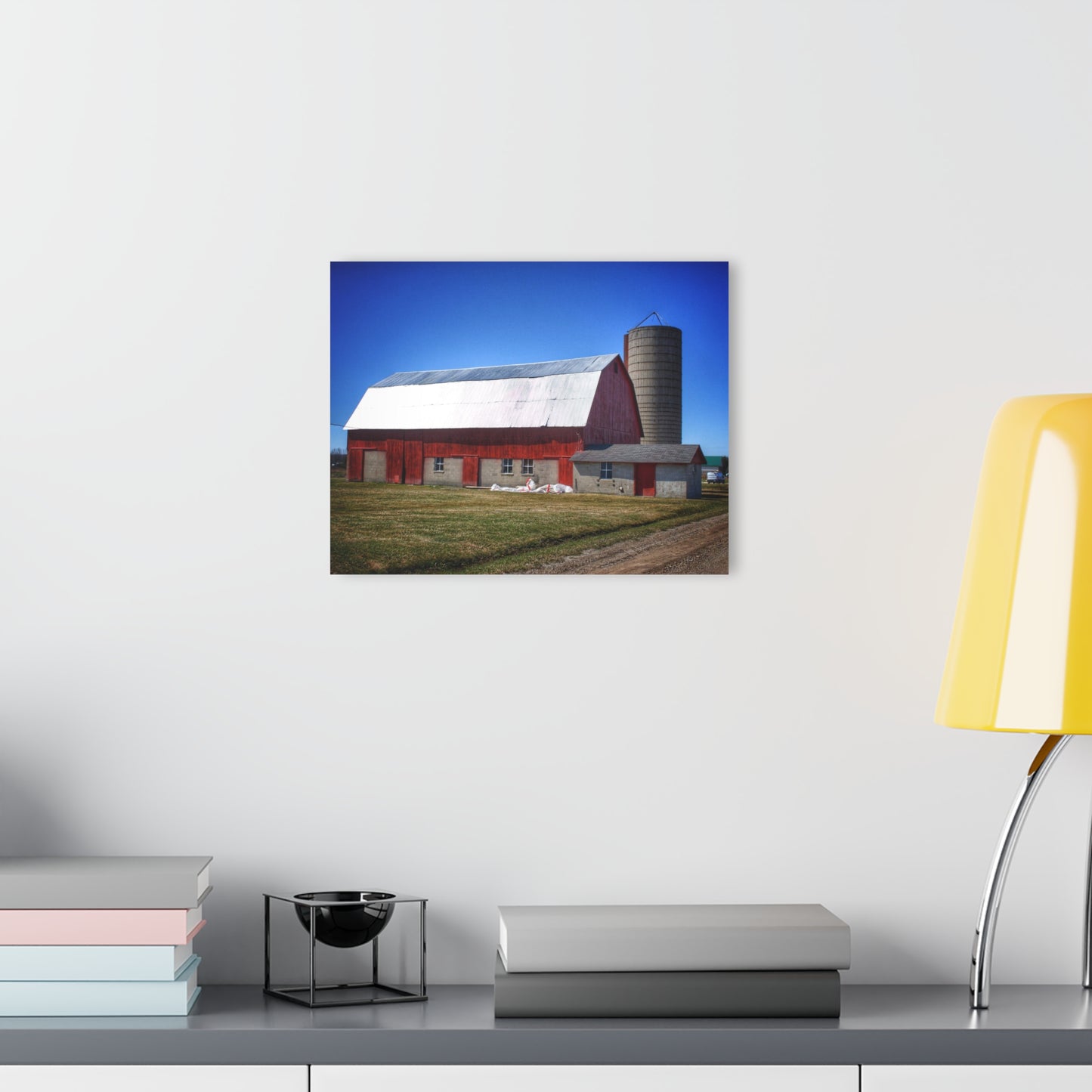 U R There Photography Burt Road Red and Silo Rustic Farmhouse Acrylic Wall Print
