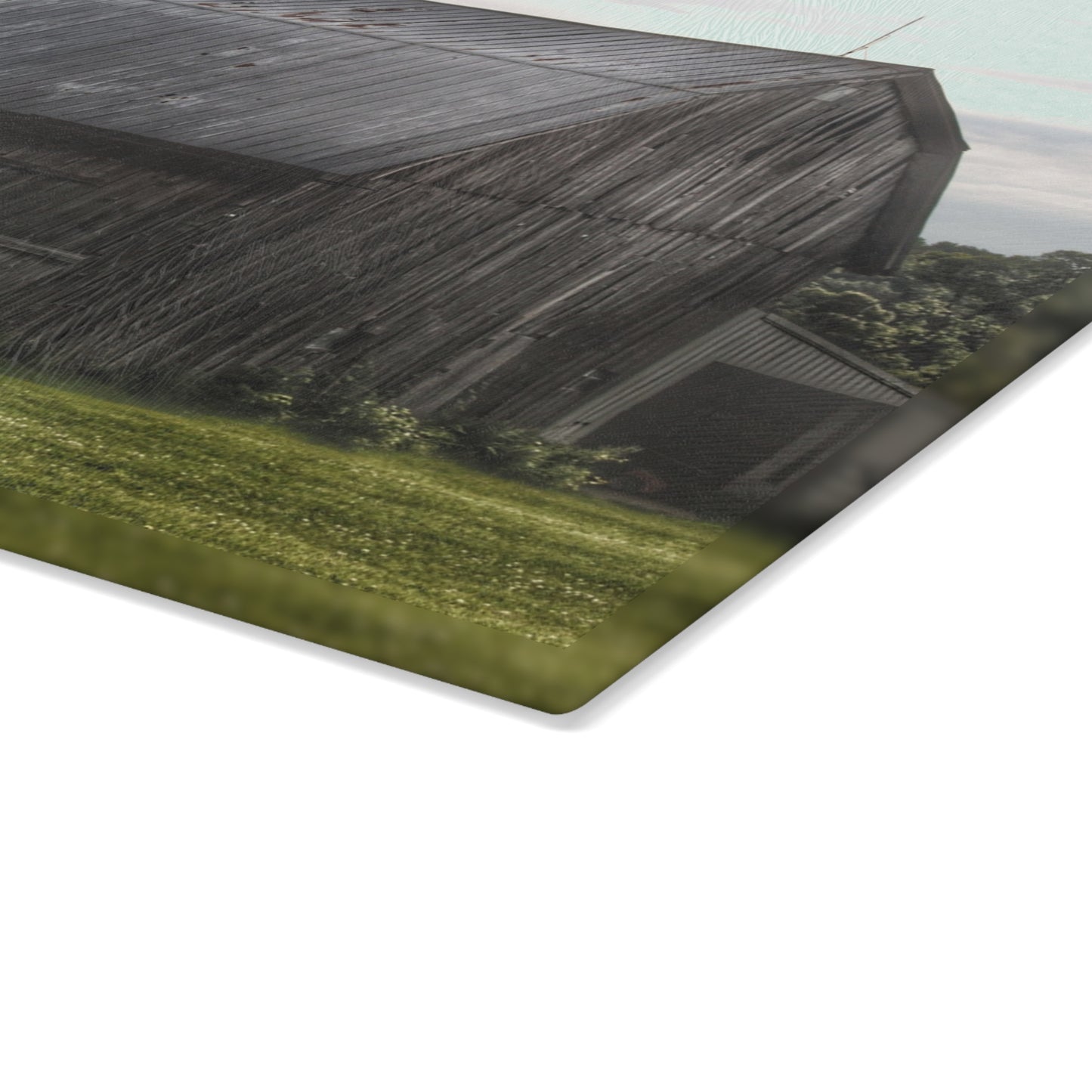U R There Photography Rich Road Grey Rustic Farmhouse Tempered-Glass Cutting Board