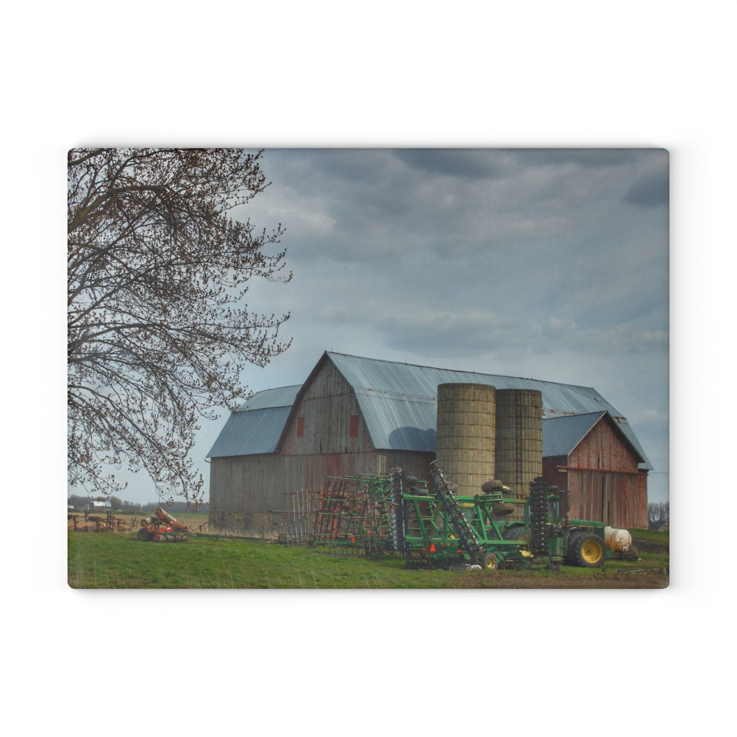 U R There Photography Snover Road Red I Rustic Farmhouse Tempered-Glass Cutting Board