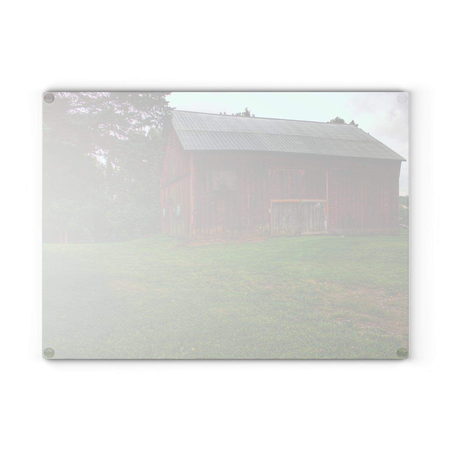 U R There Photography Rusted Red of Summer Rustic Farmhouse Tempered-Glass Cutting Board