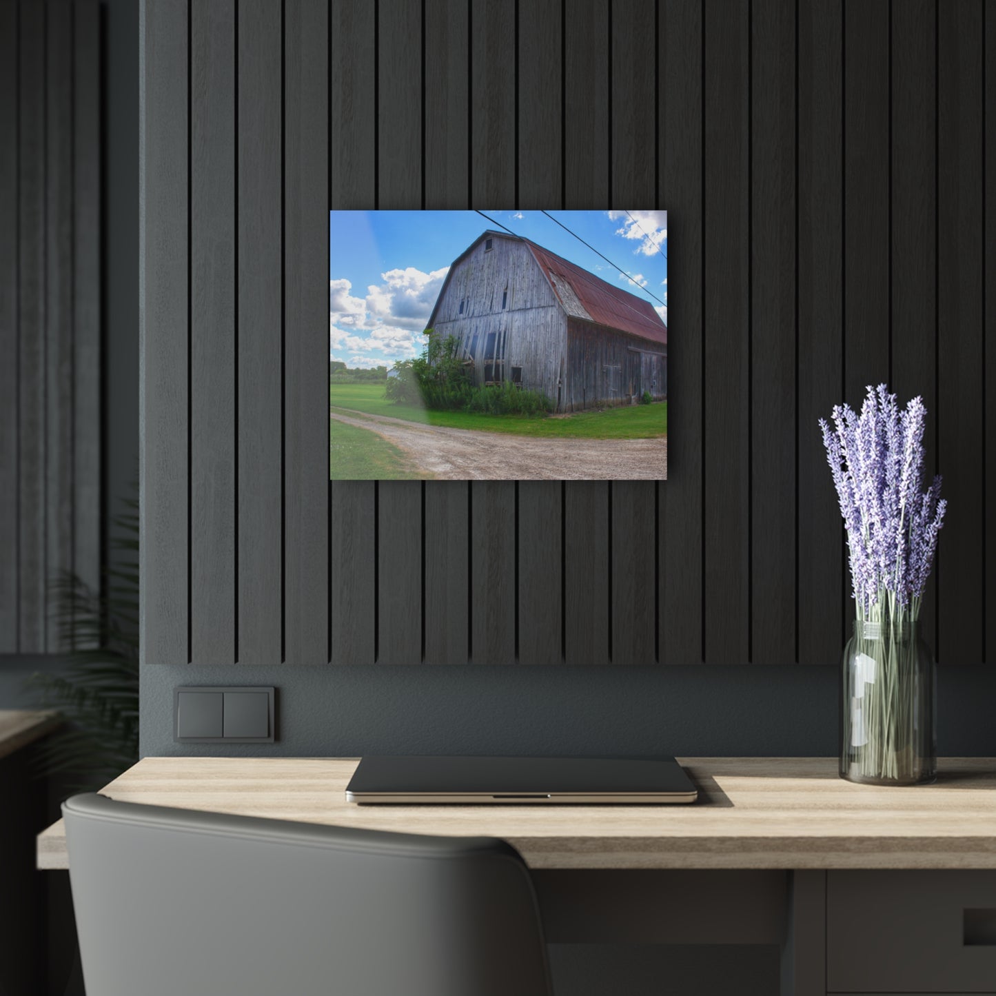 U R There Photography Schoenherr Road Grey I Rustic Farmhouse Acrylic Wall Print