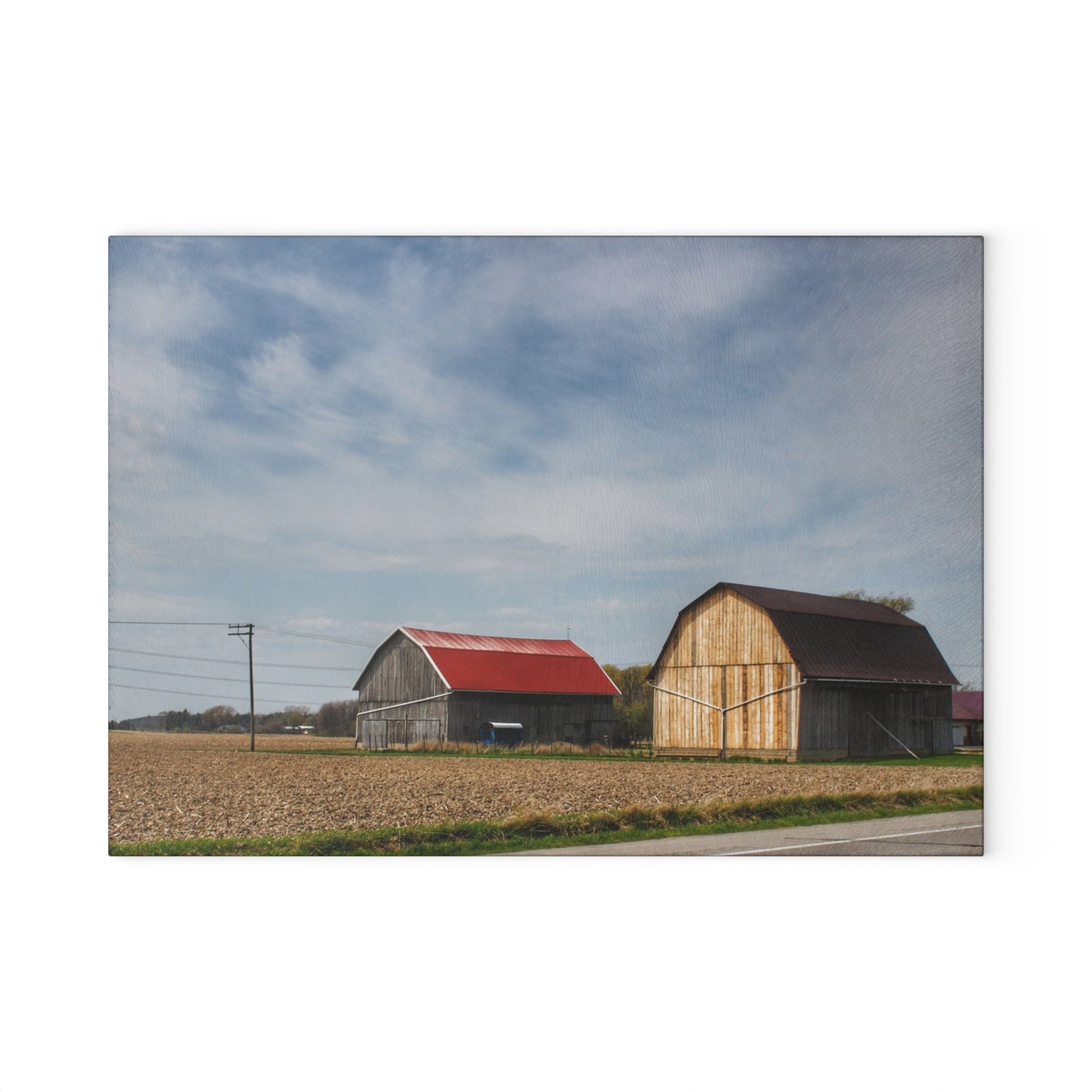 U R There Photography Unionville Center Street Greys Rustic Farmhouse Tempered-Glass Cutting Board