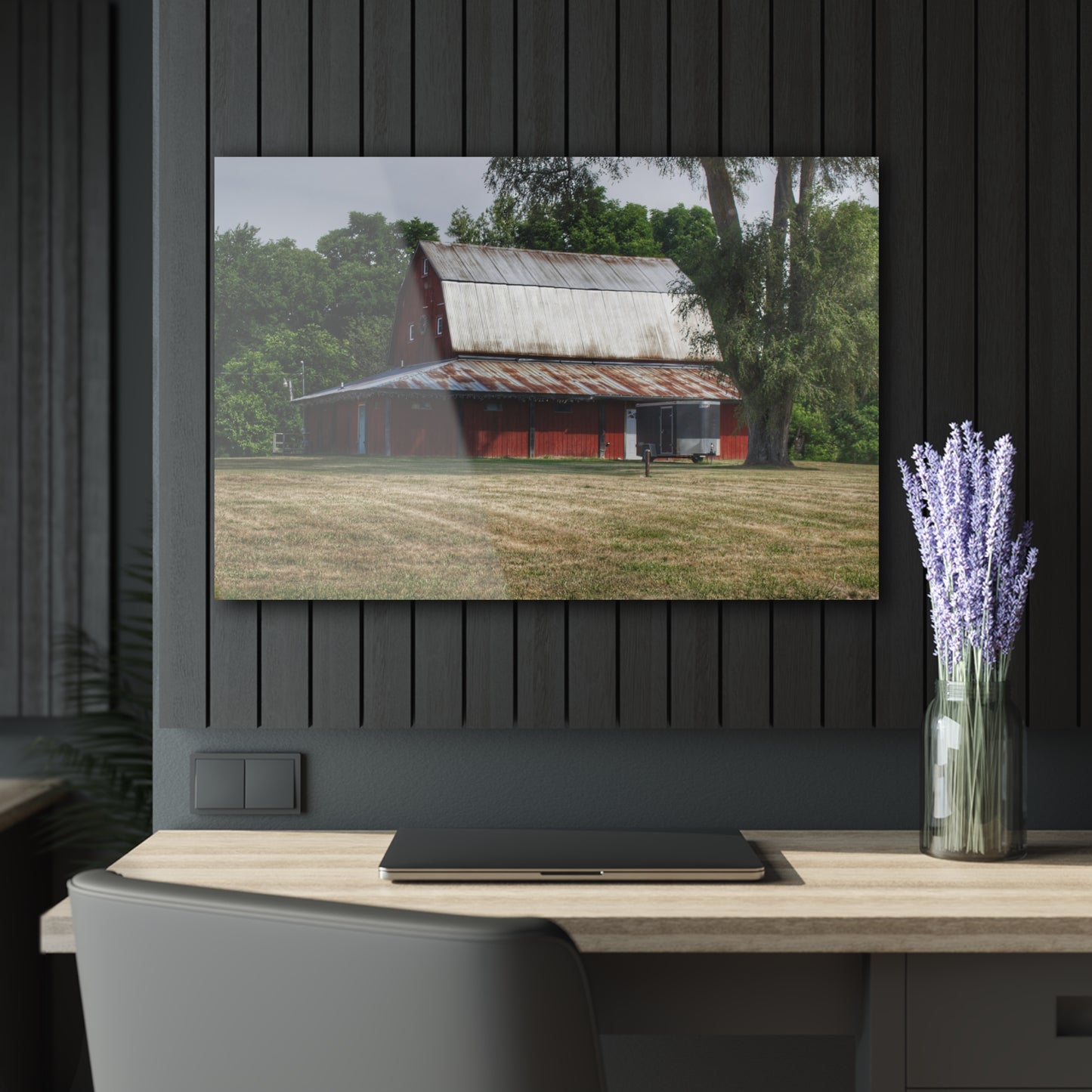 U R There Photography West Hurd Road Red Rustic Farmhouse Acrylic Wall Print