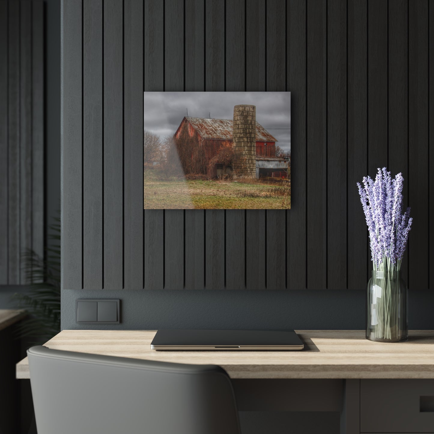 U R There Photography Slattery Road Old Red and Silo I Rustic Farmhouse Acrylic Wall Print