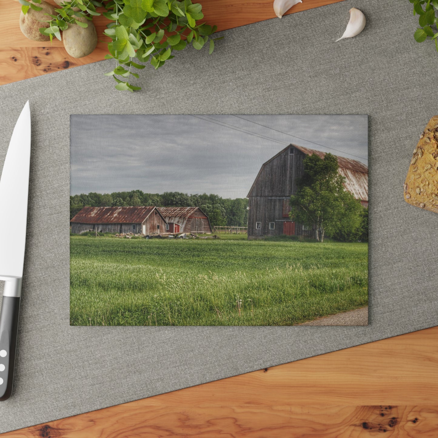 U R There Photography Barkley Road Trio Rustic Farmhouse Tempered-Glass Cutting Board