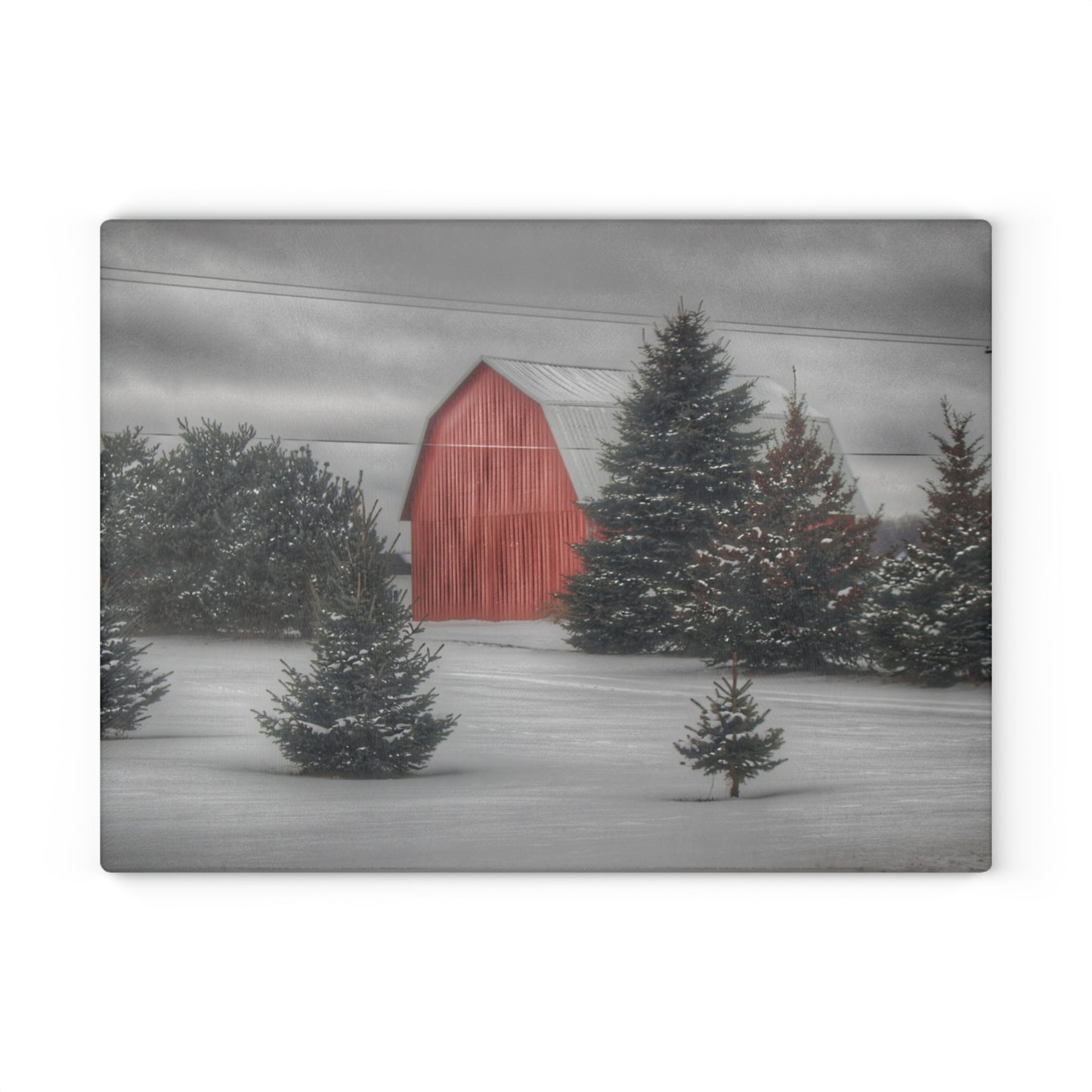 U R There Photography Vernor Road Red II Rustic Farmhouse Tempered-Glass Cutting Board