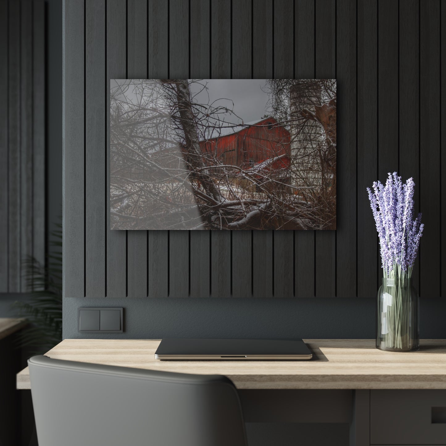 U R There Photography Sandhill Road Hidden Red II Rustic Farmhouse Acrylic Wall Print