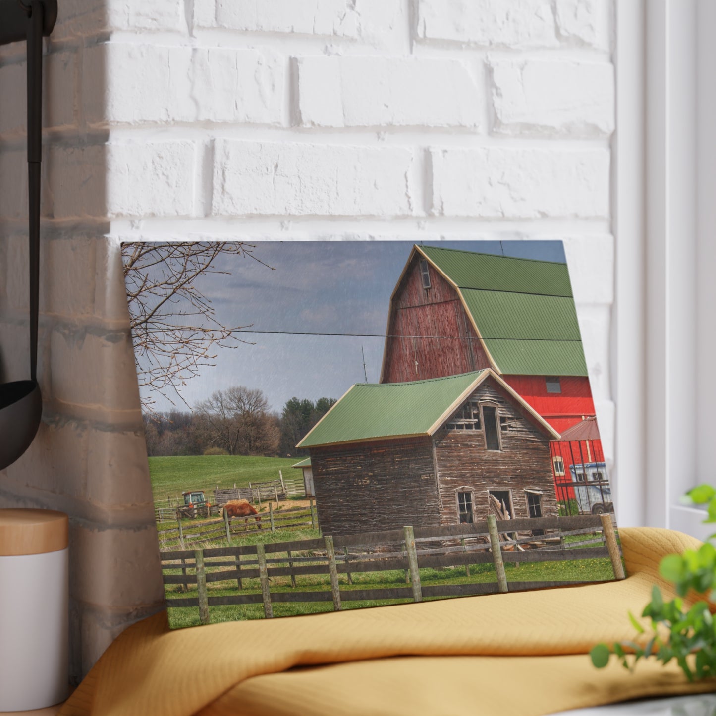 U R There Photography Oregon Road Tilted Little Grey Rustic Farmhouse Tempered-Glass Cutting Board